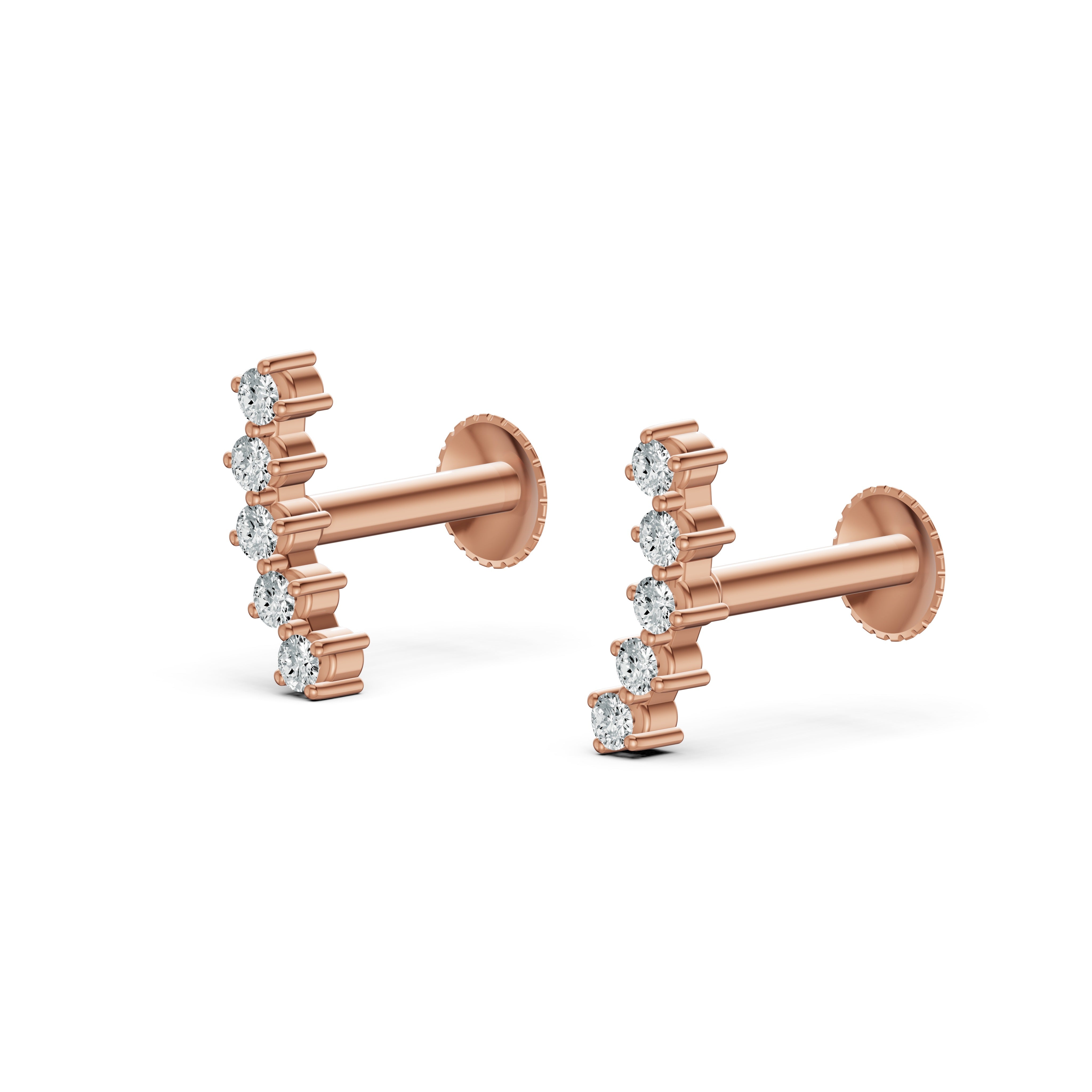Minimal Climber Diamond Stud Earrings