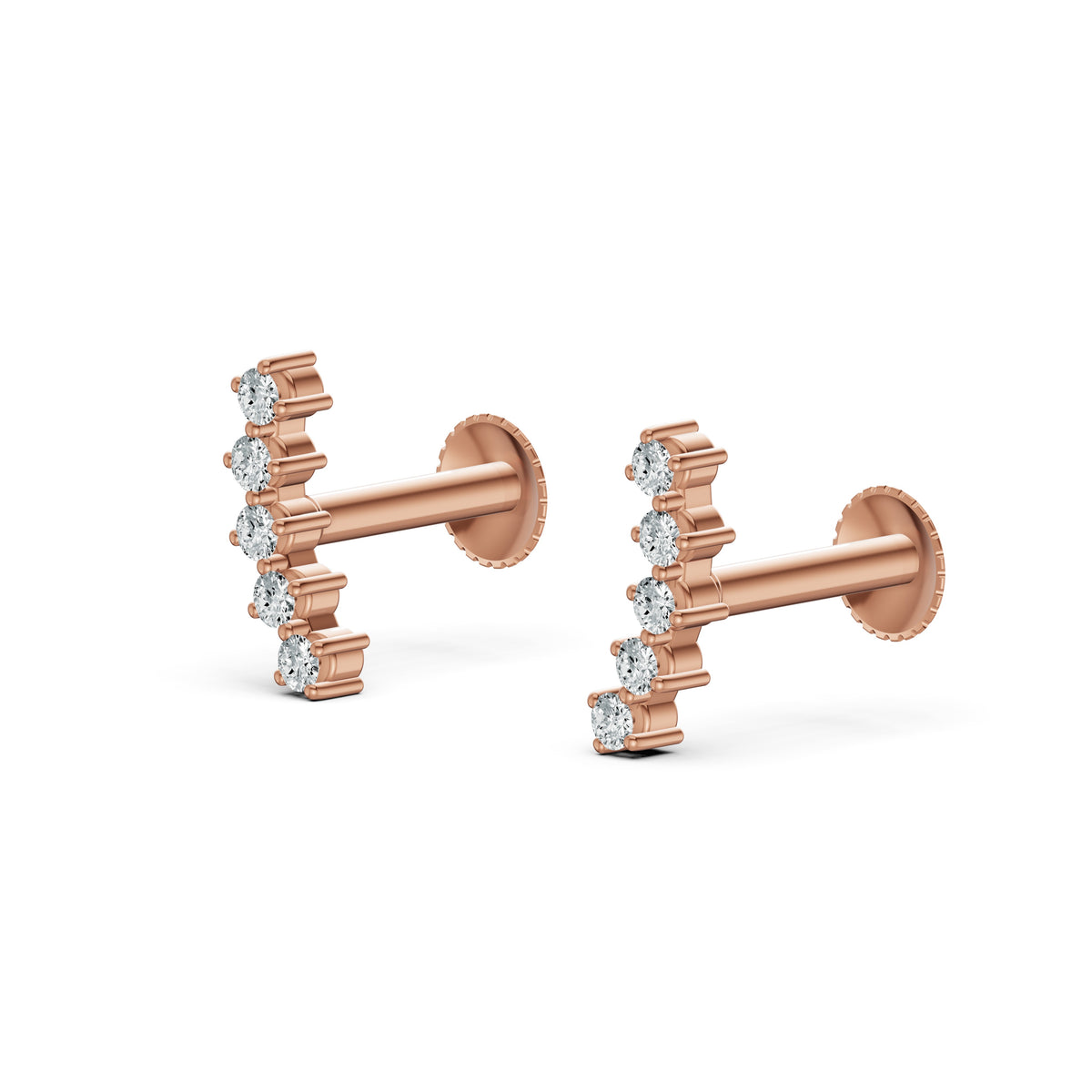 Minimal Climber Diamond Stud Earrings