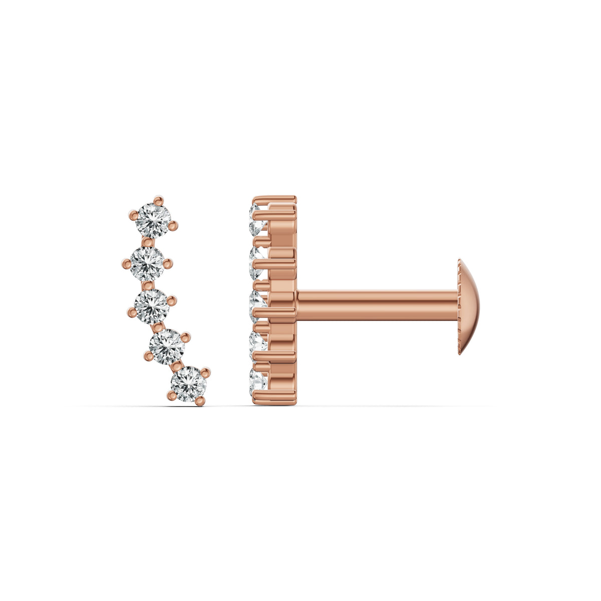 Minimal Climber Diamond Stud Earrings