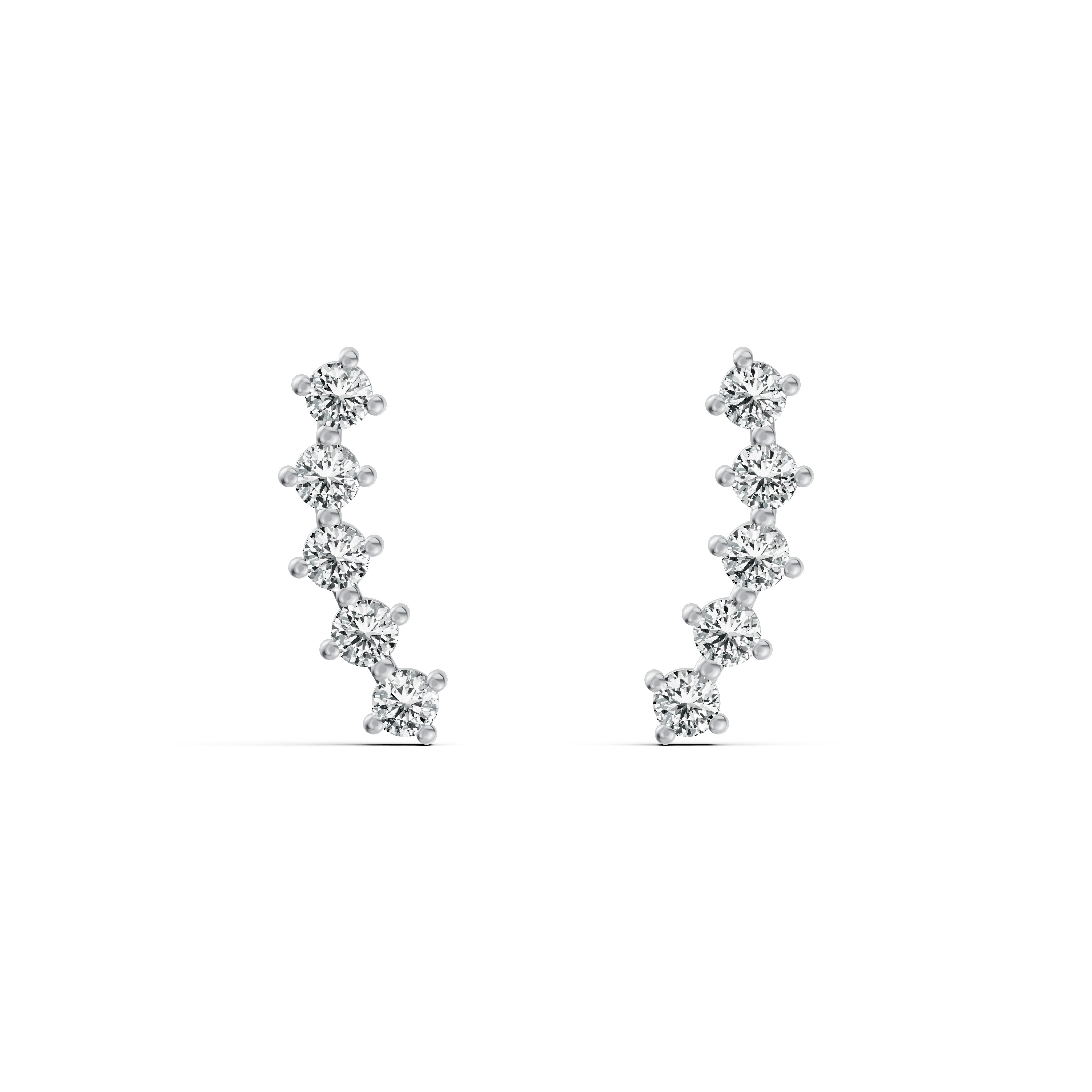 Minimal Climber Diamond Stud Earrings