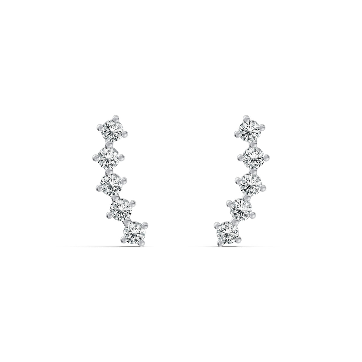 Minimal Climber Diamond Stud Earrings