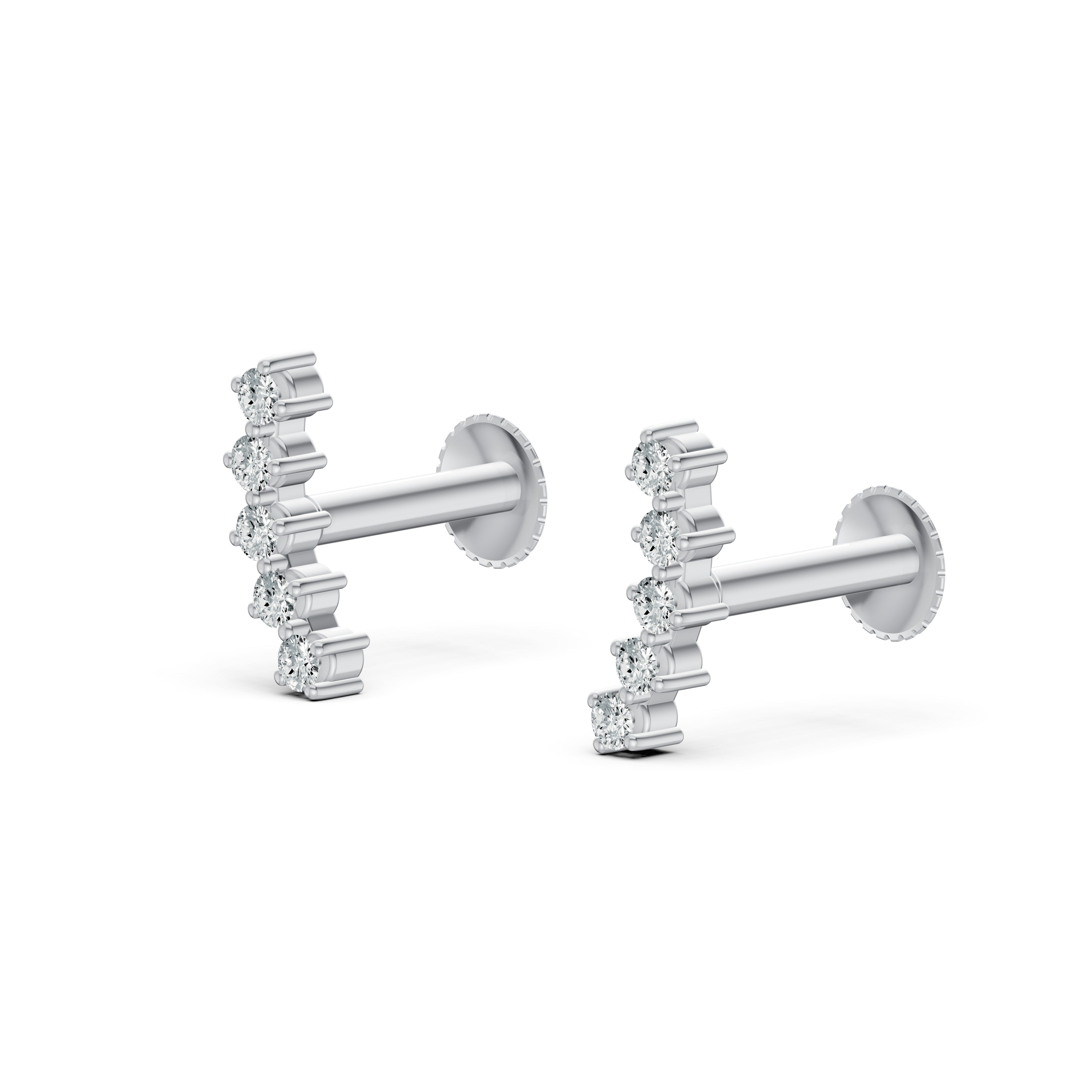 Minimal Climber Diamond Stud Earrings