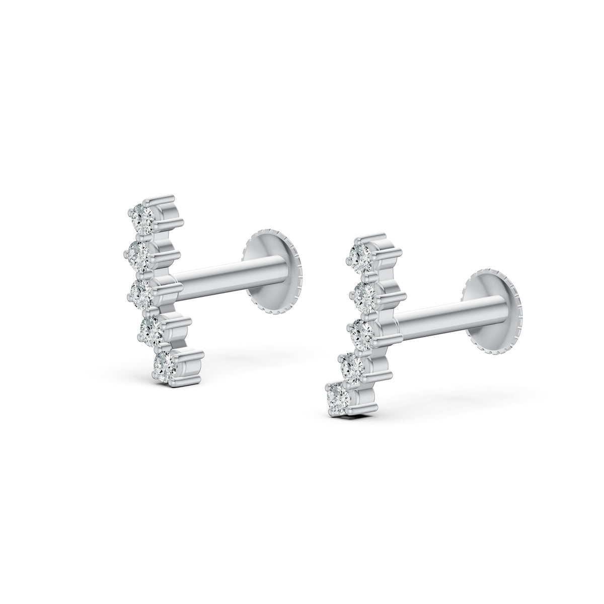 Minimal Climber Diamond Stud Earrings