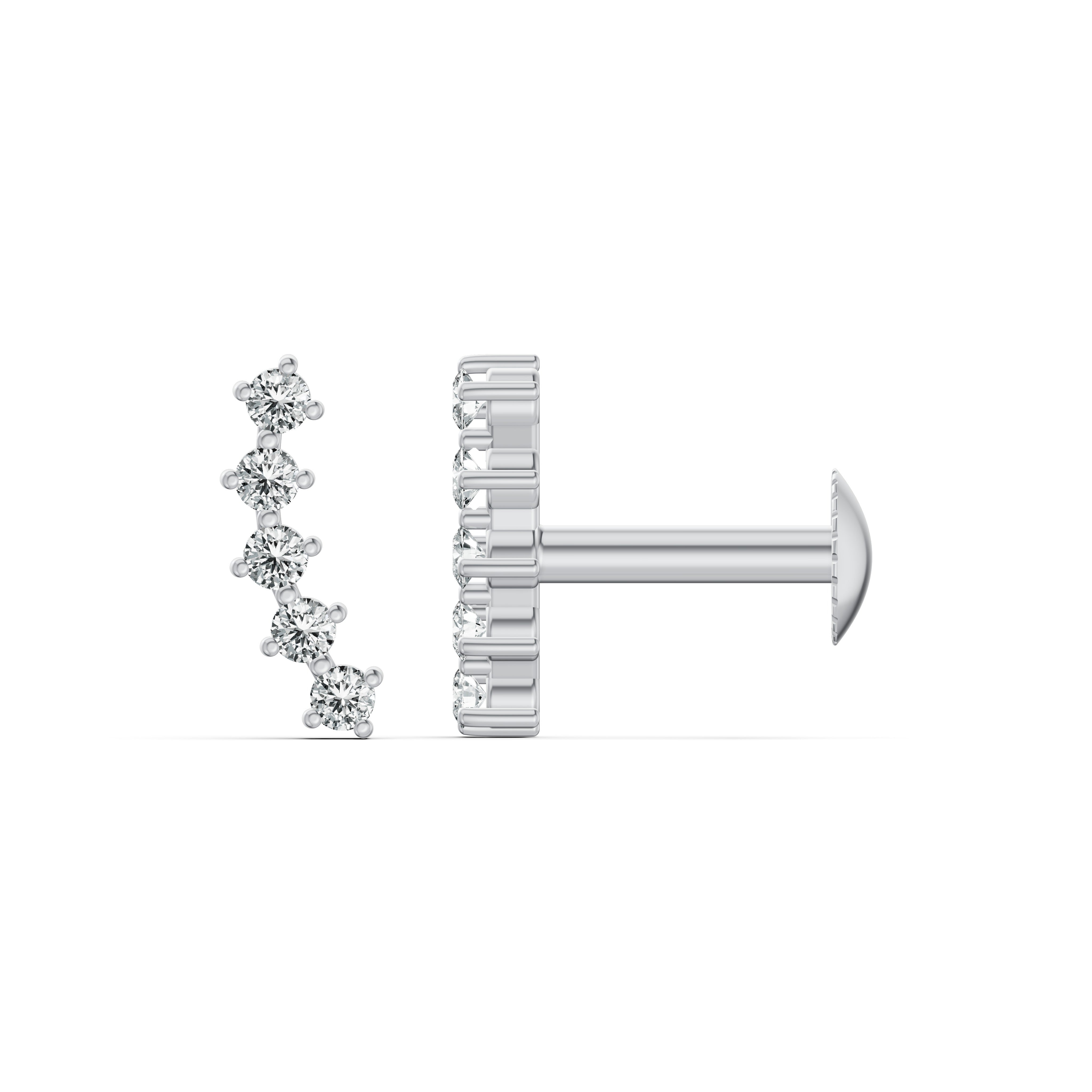 Minimal Climber Diamond Stud Earrings
