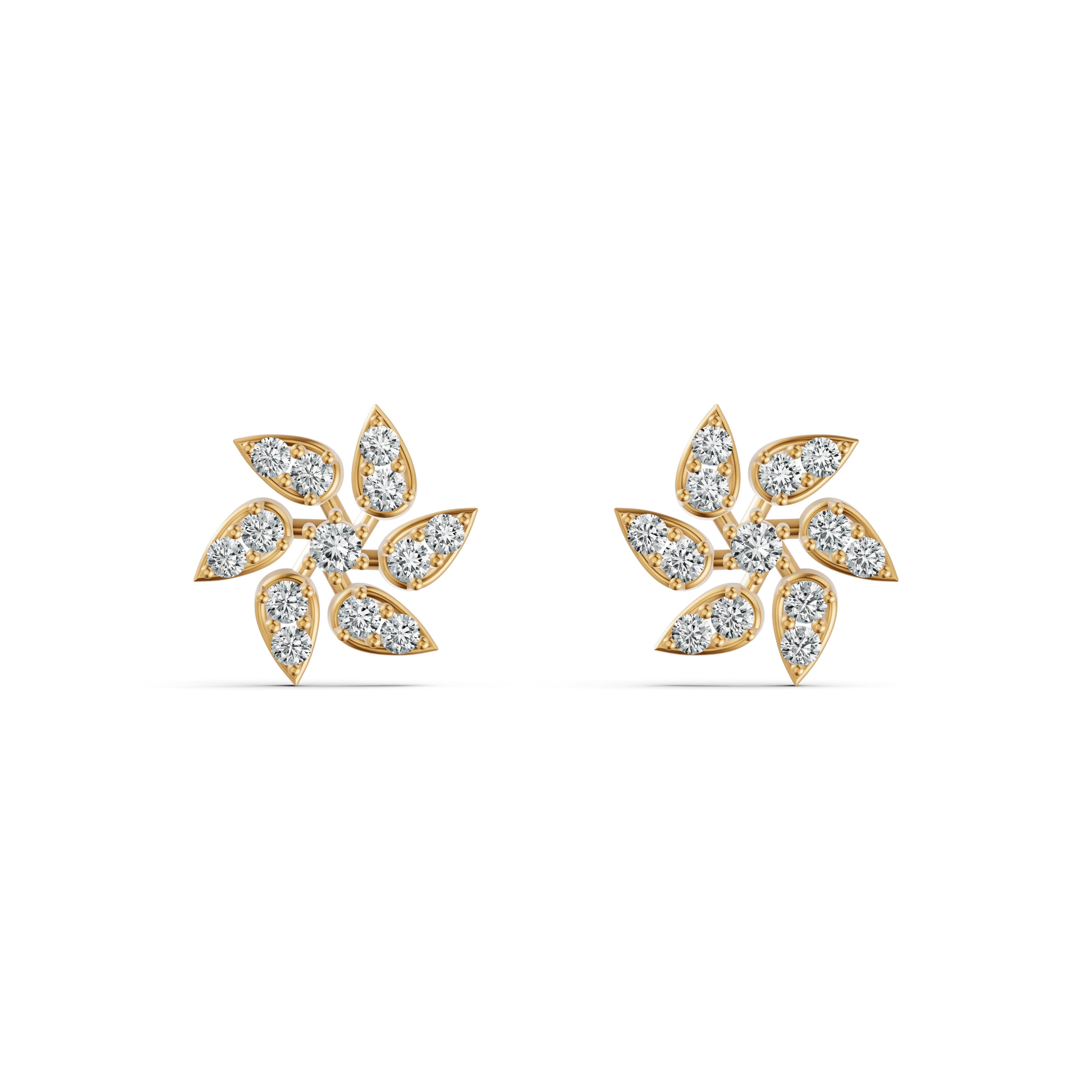 Elegant Floral Diamond Stud Earrings