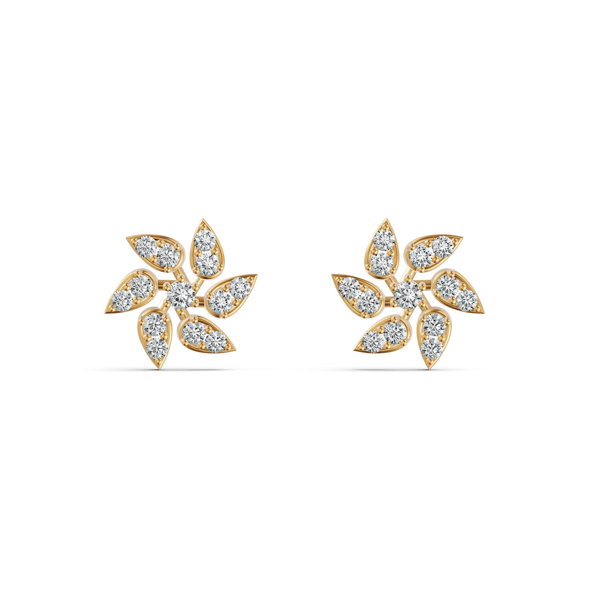 Elegant Floral Diamond Stud Earrings