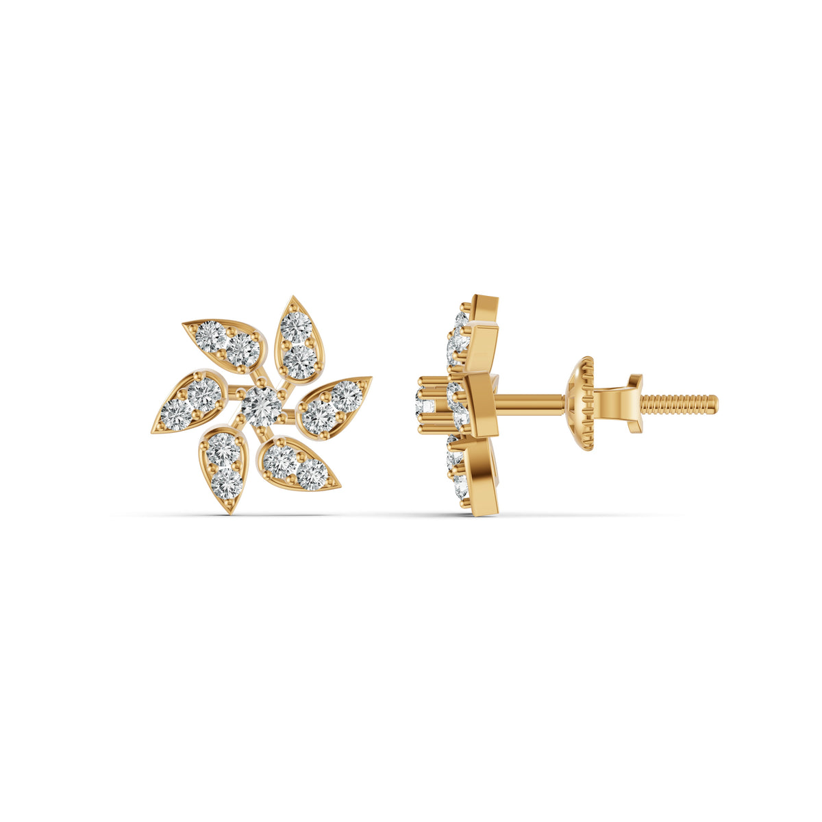 Elegant Floral Diamond Stud Earrings