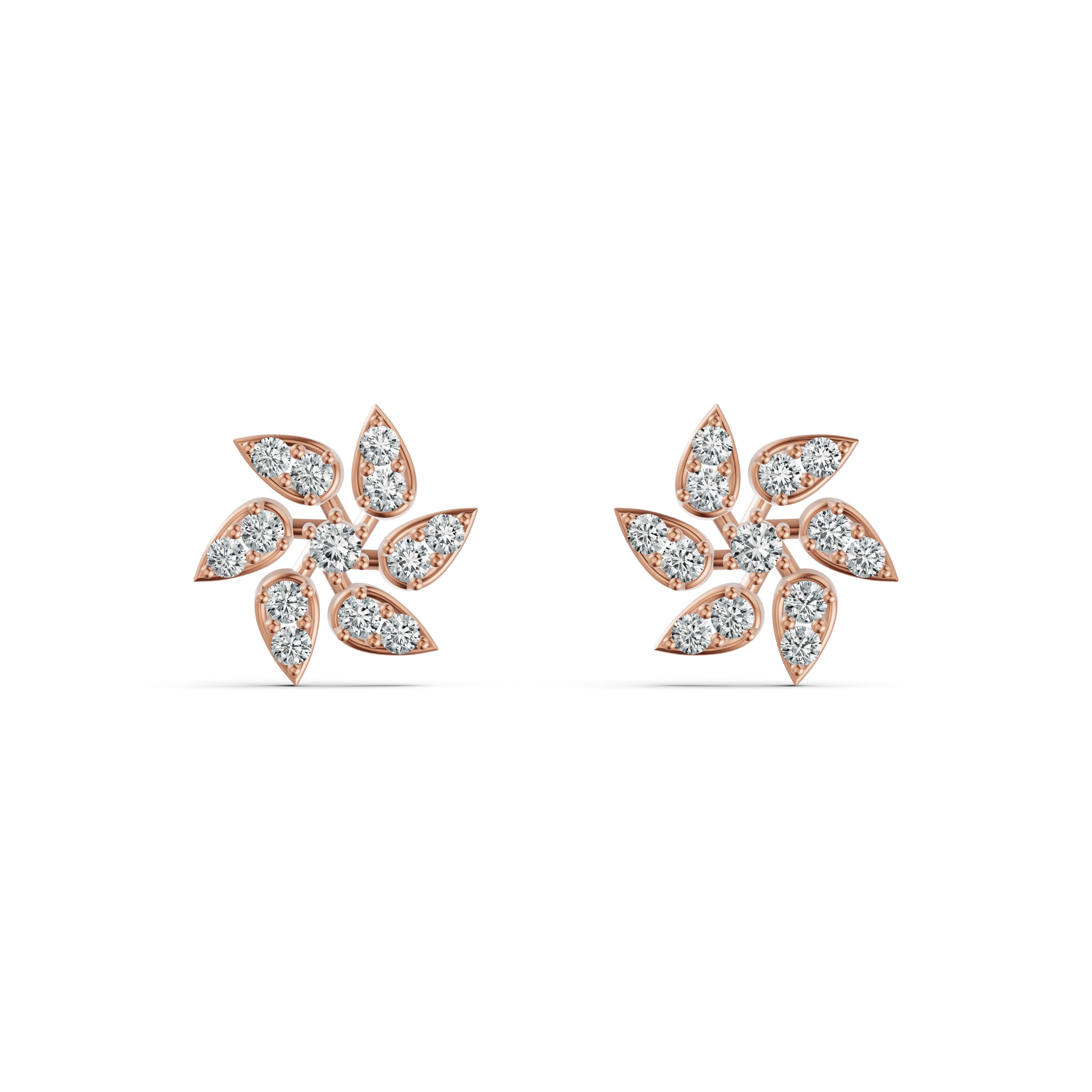 Elegant Floral Diamond Stud Earrings