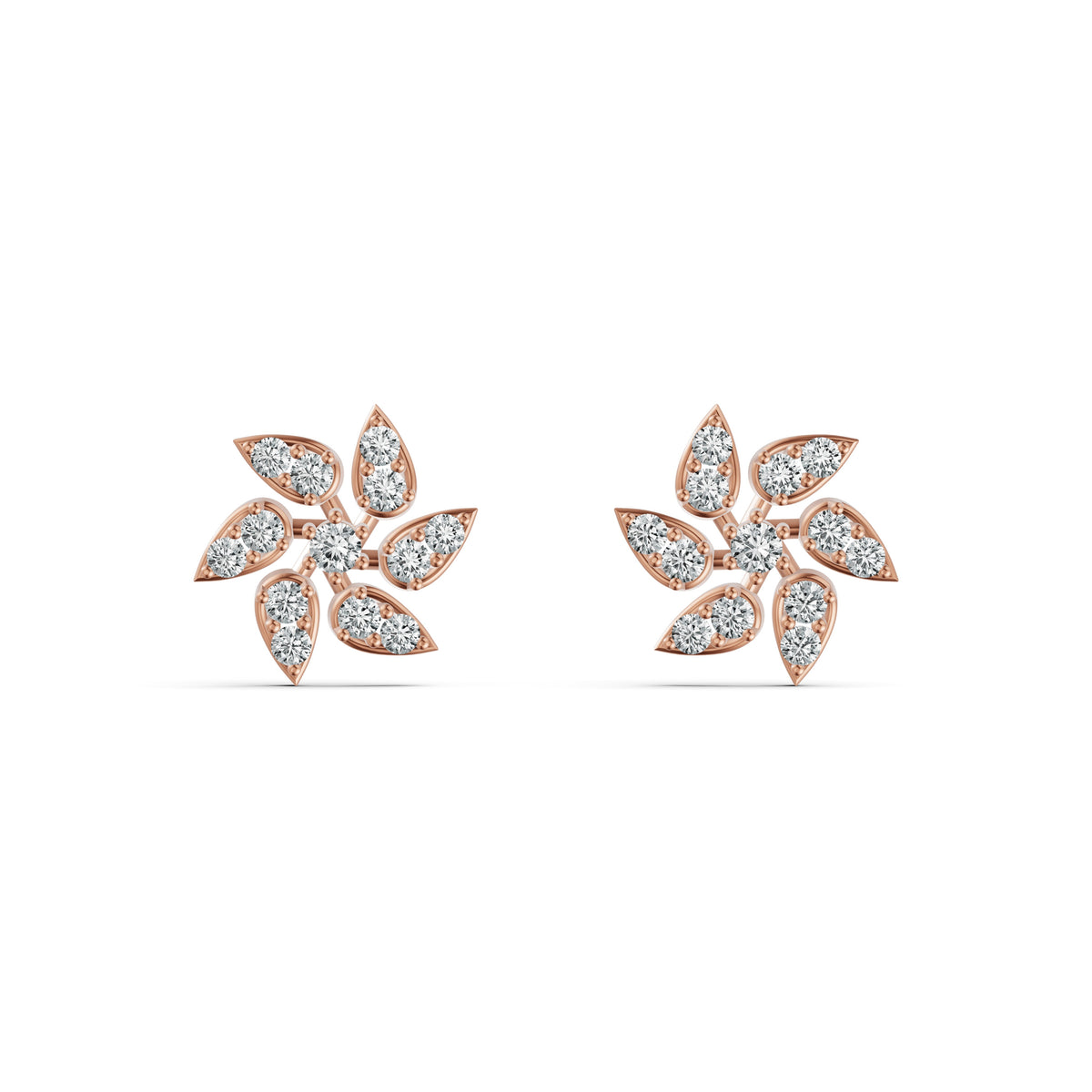 Elegant Floral Diamond Stud Earrings