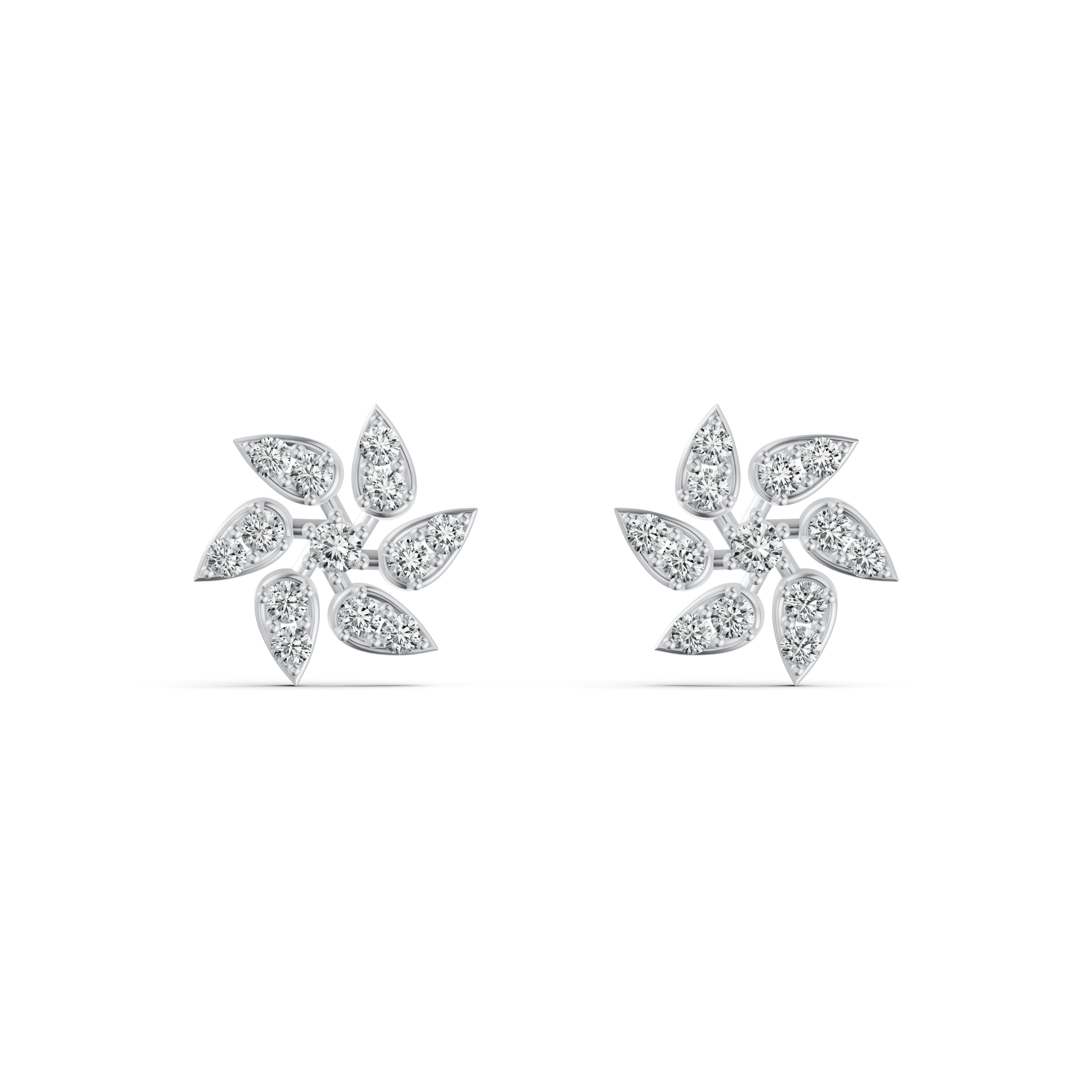 Elegant Floral Diamond Stud Earrings