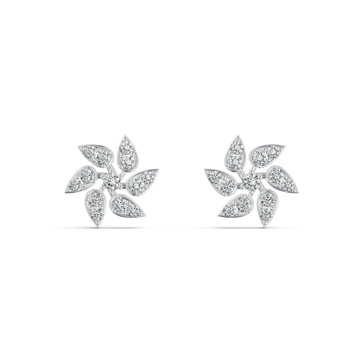 Elegant Floral Diamond Stud Earrings