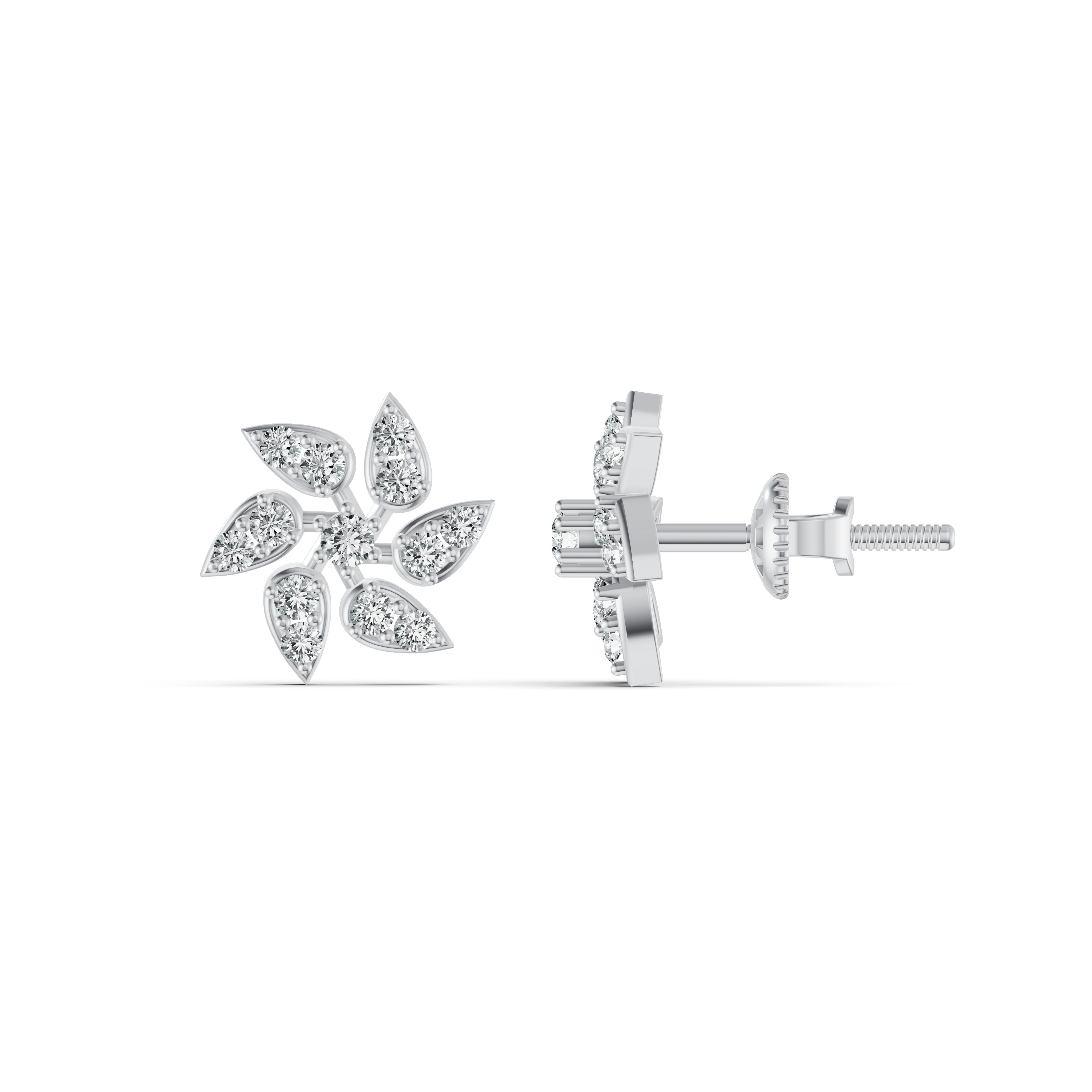 Elegant Floral Diamond Stud Earrings