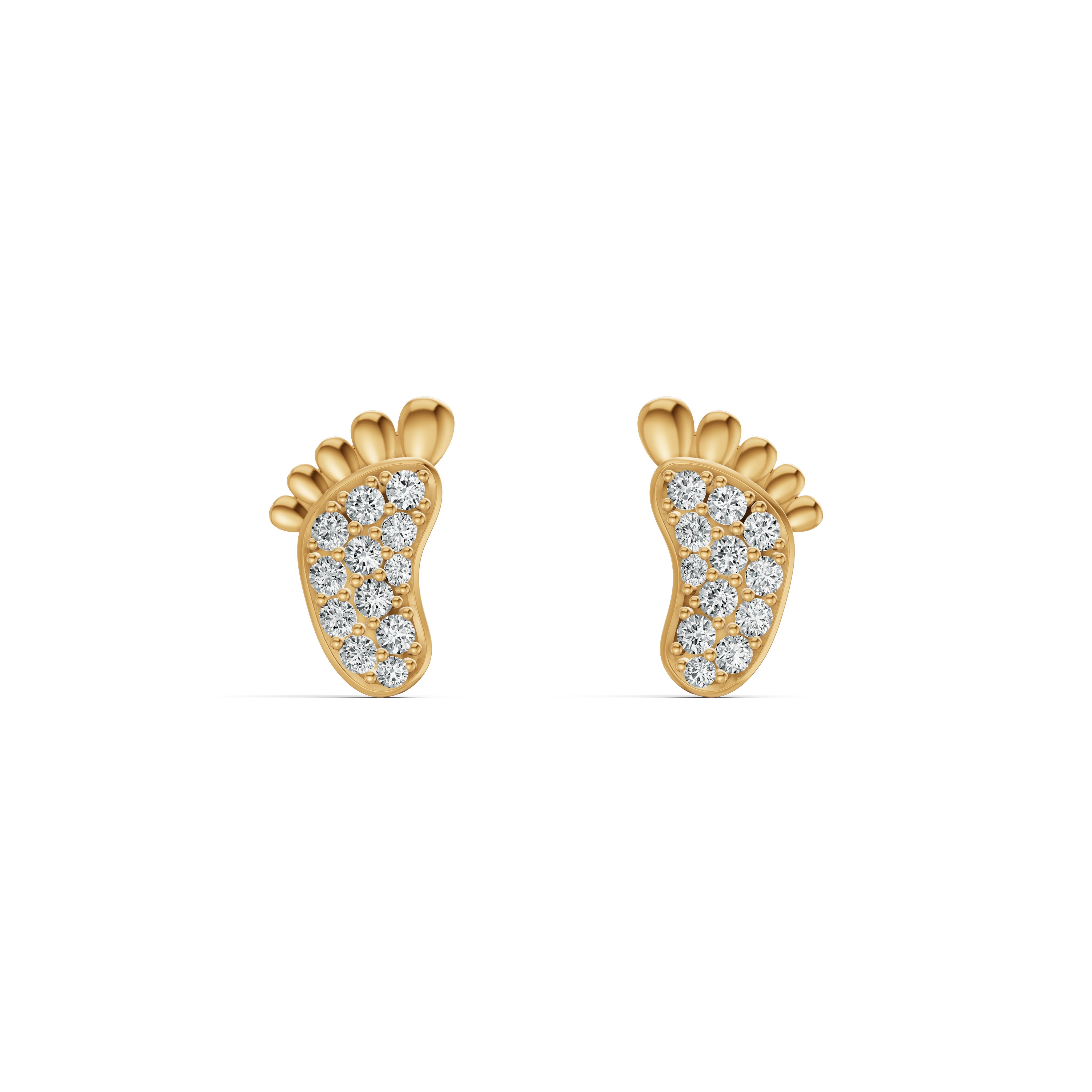 Baby Footprint Diamond Stud Earrings