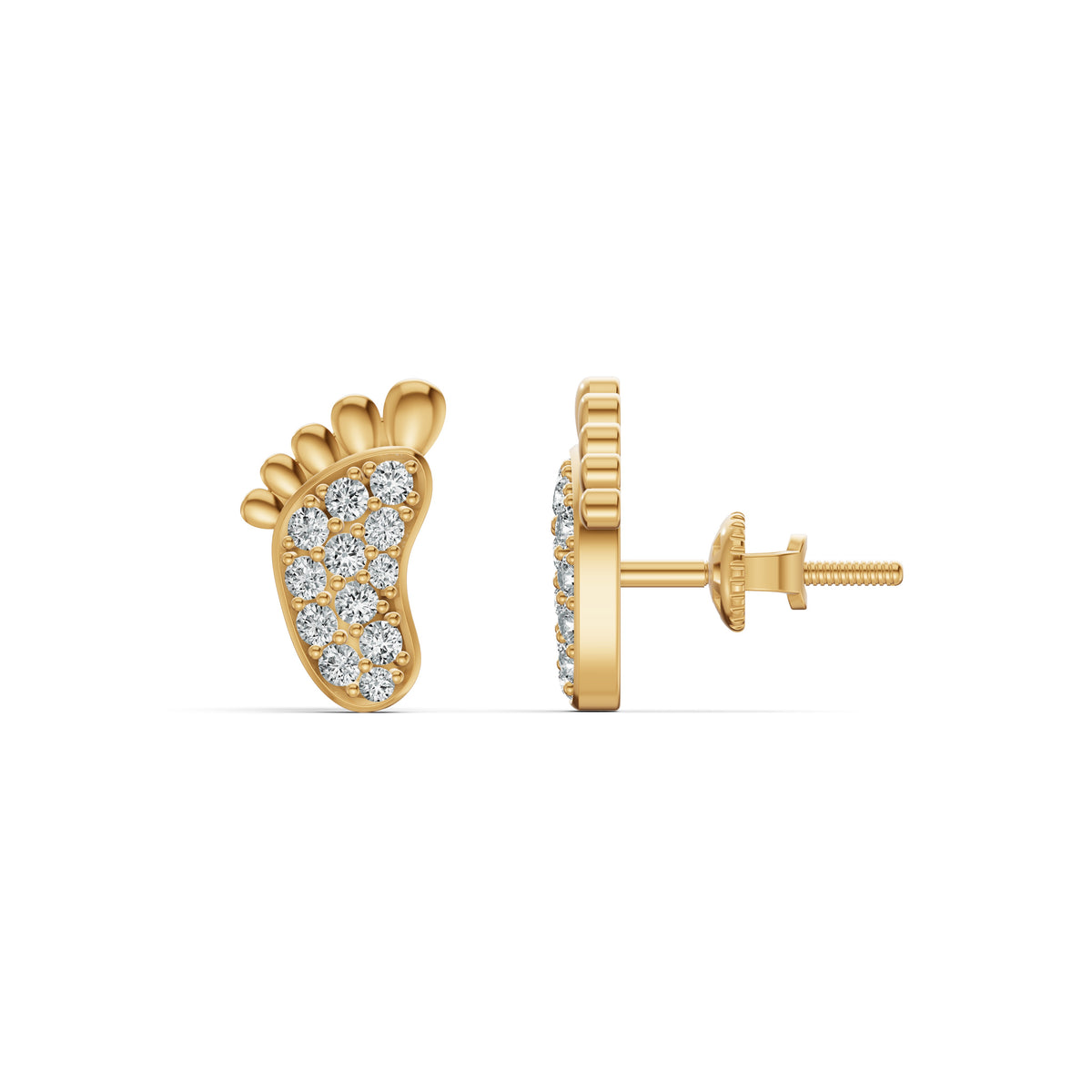 Baby Footprint Diamond Stud Earrings