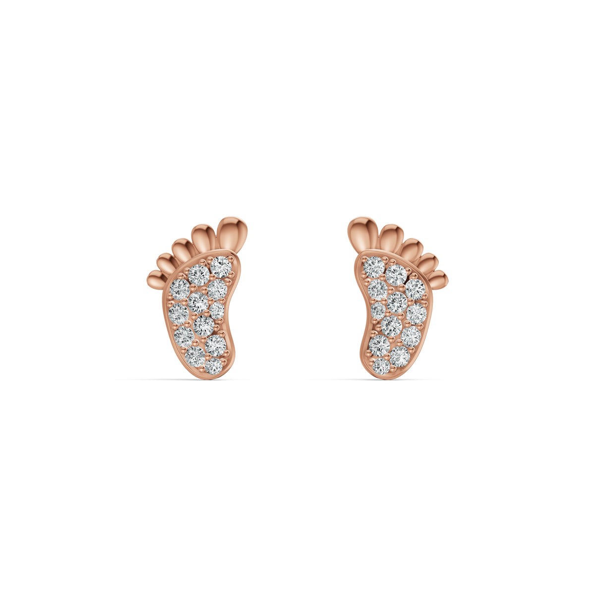 Baby Footprint Diamond Stud Earrings