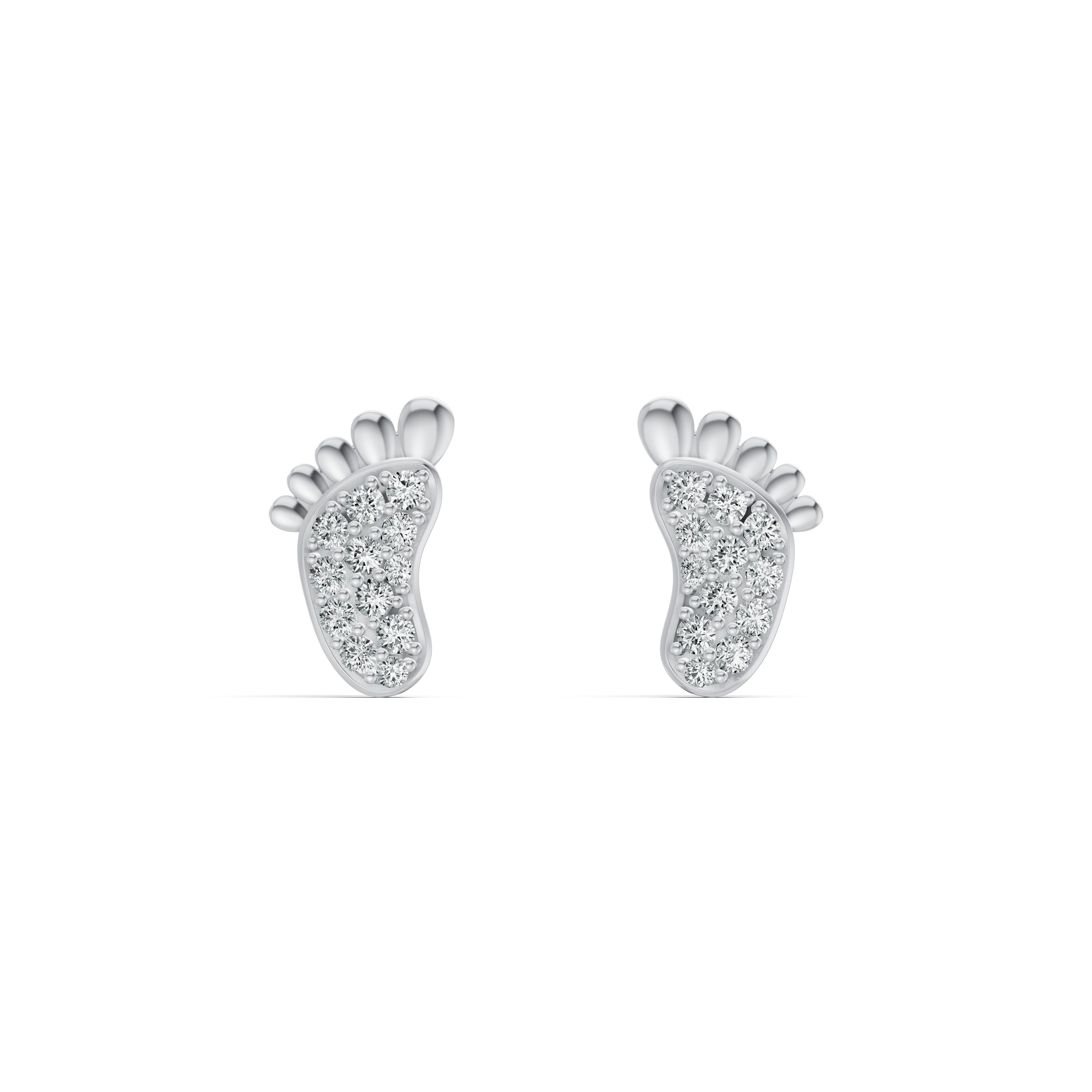 Baby Footprint Diamond Stud Earrings