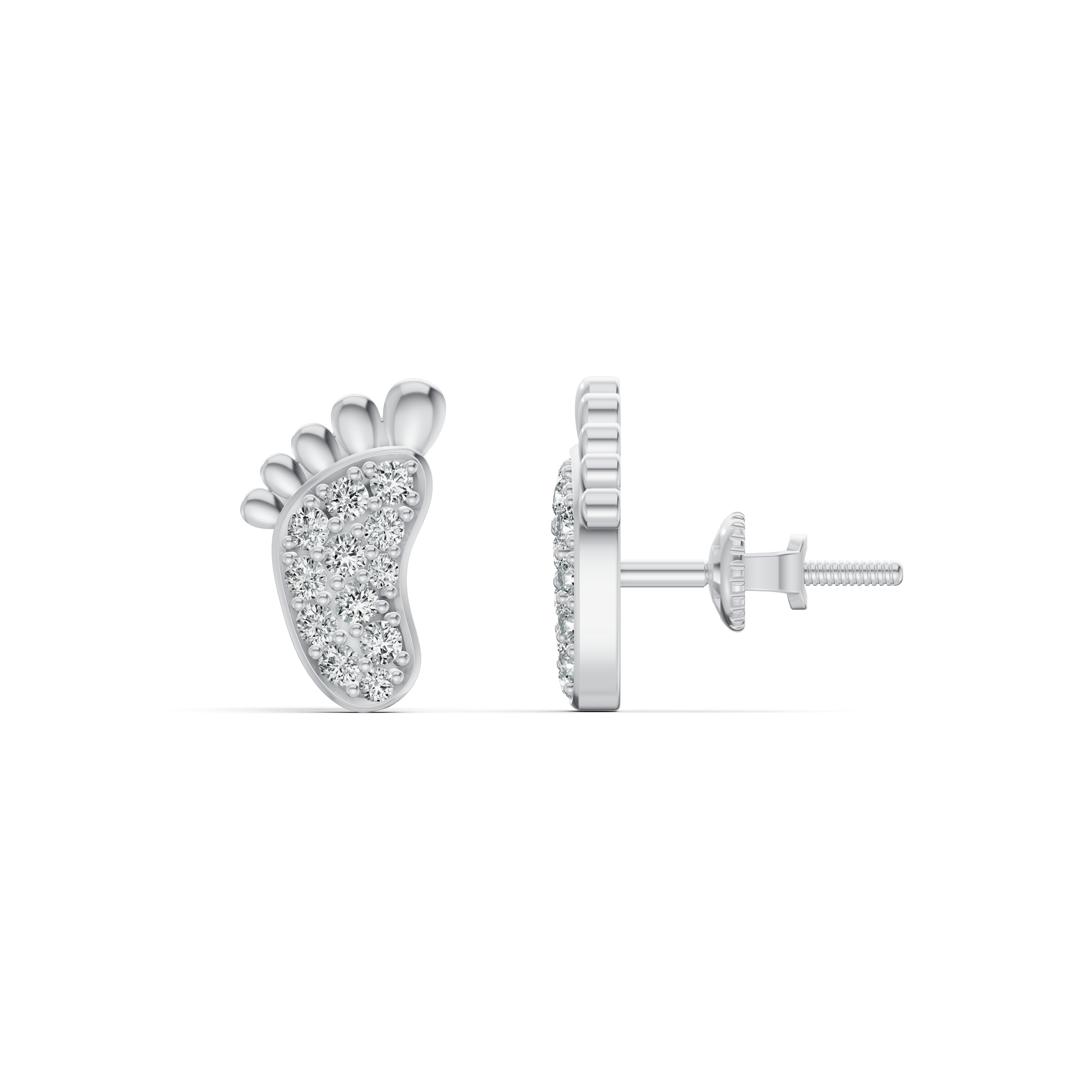 Baby Footprint Diamond Stud Earrings