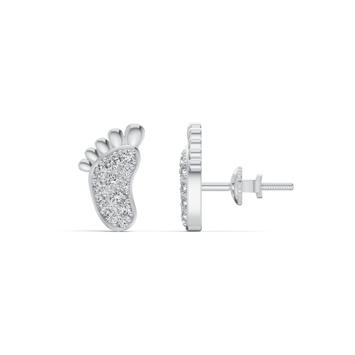 Baby Footprint Diamond Stud Earrings