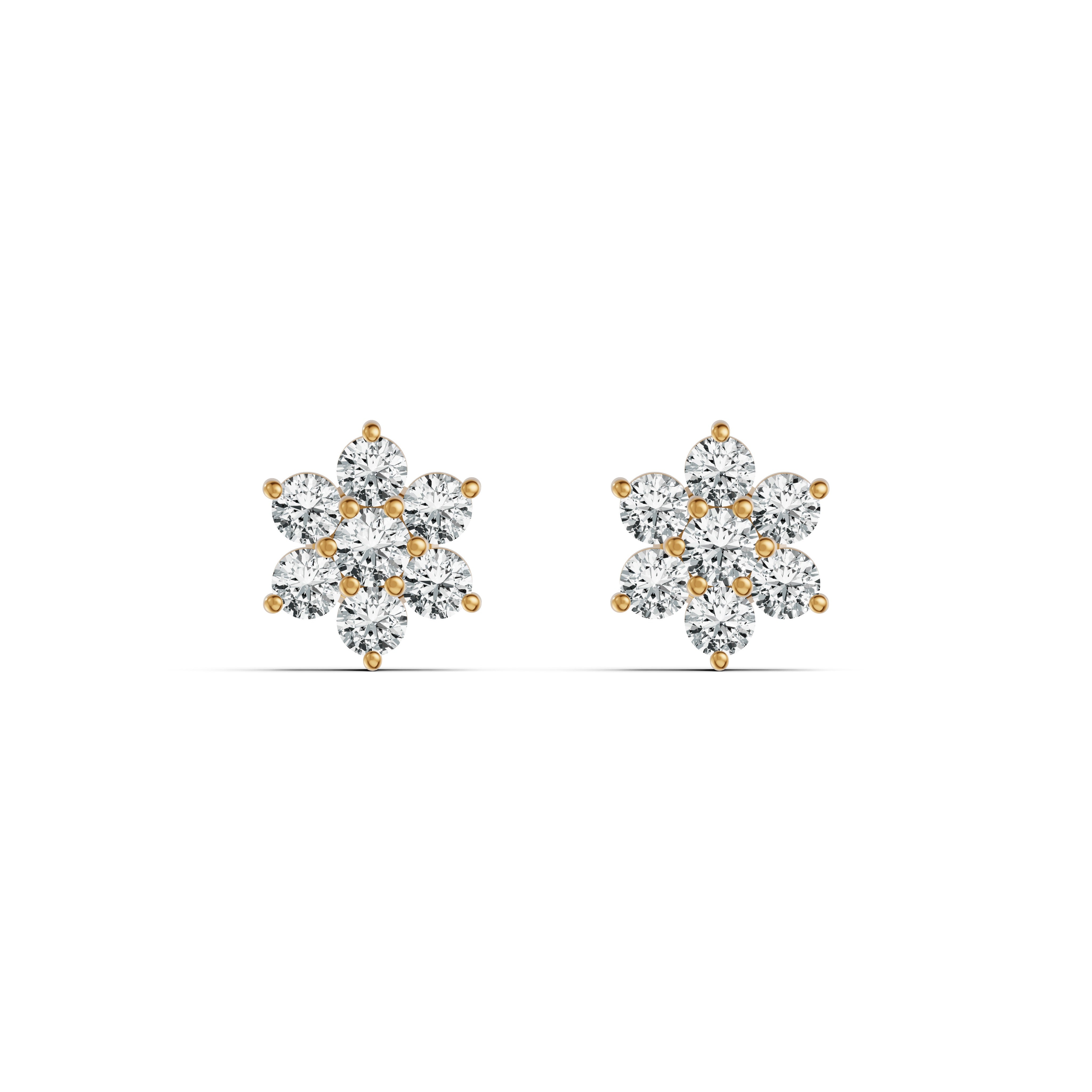 Rosette Cluster Diamond Stud Earrings
