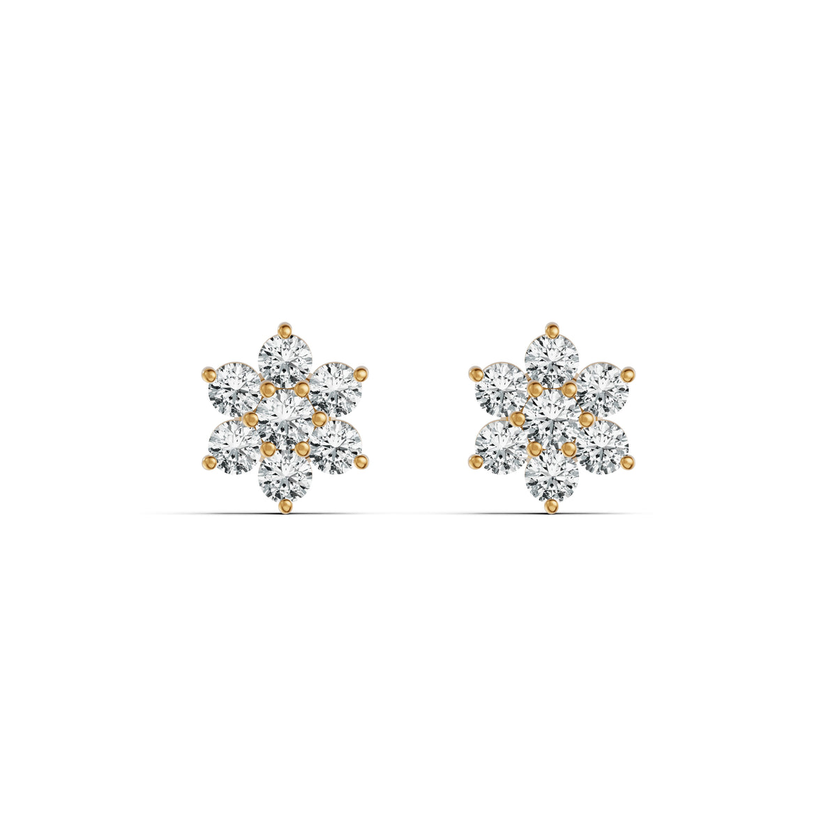 Rosette Cluster Diamond Stud Earrings