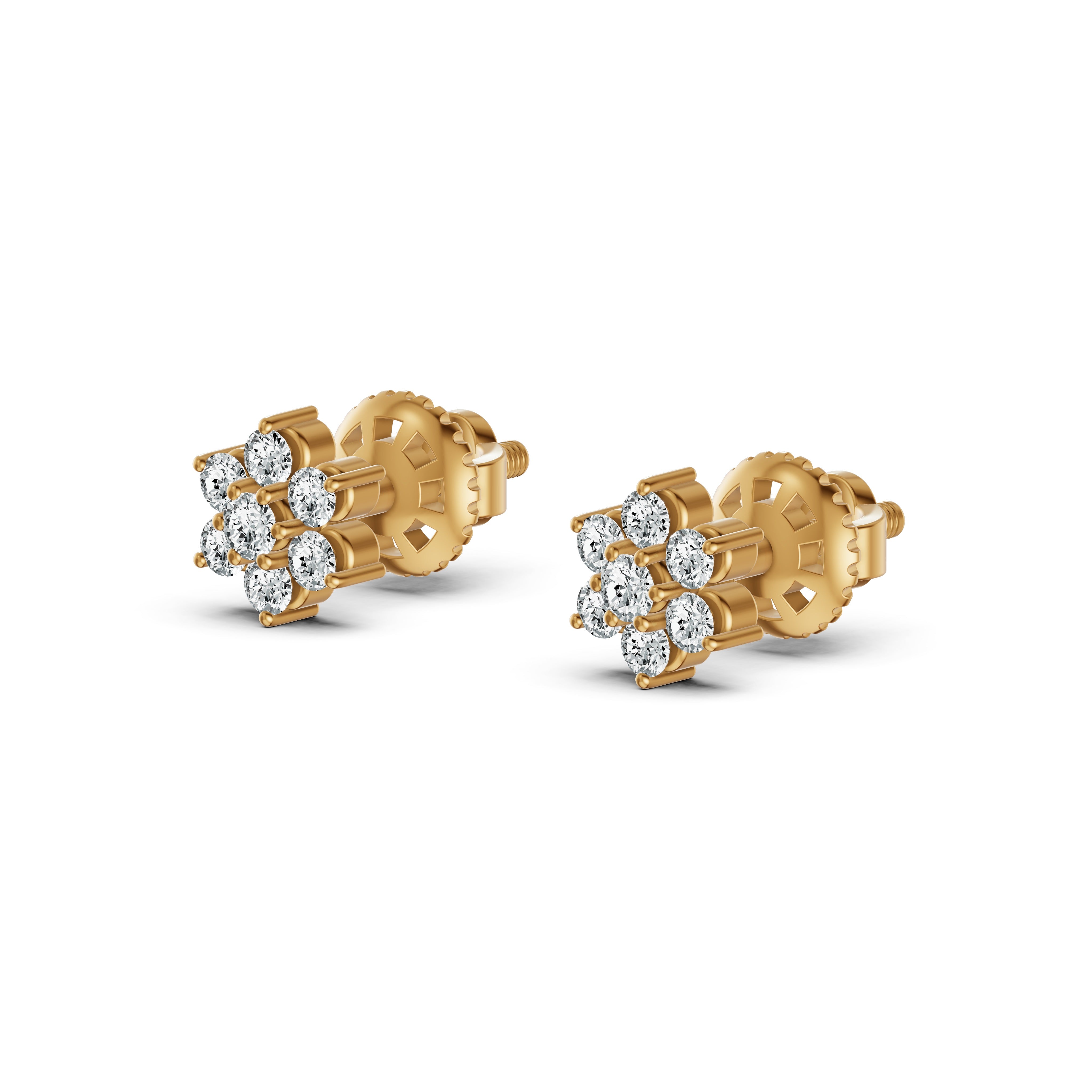 Rosette Cluster Diamond Stud Earrings
