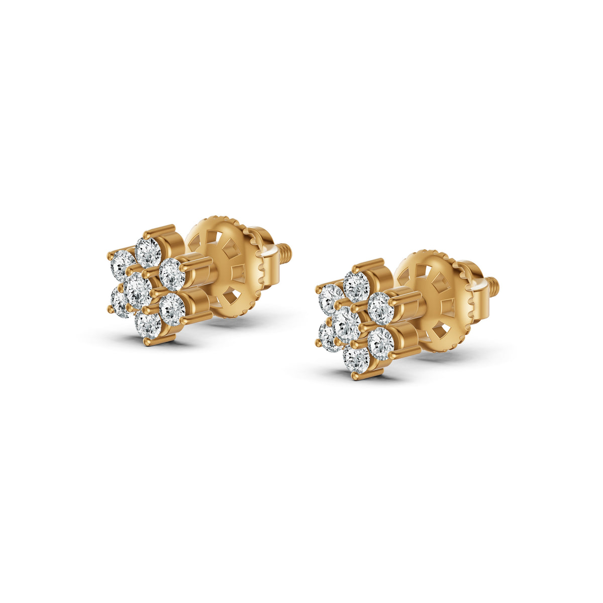 Rosette Cluster Diamond Stud Earrings