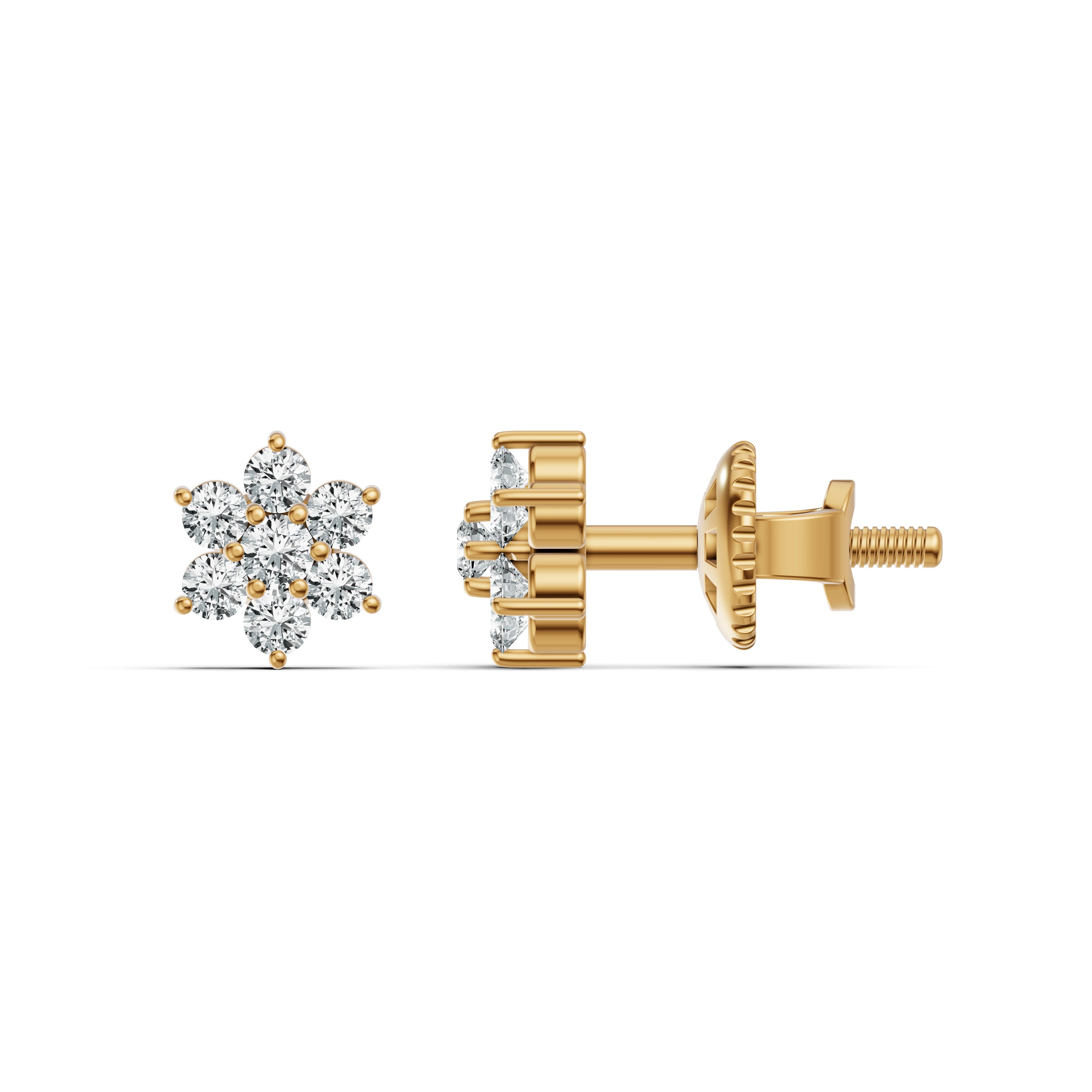 Rosette Cluster Diamond Stud Earrings