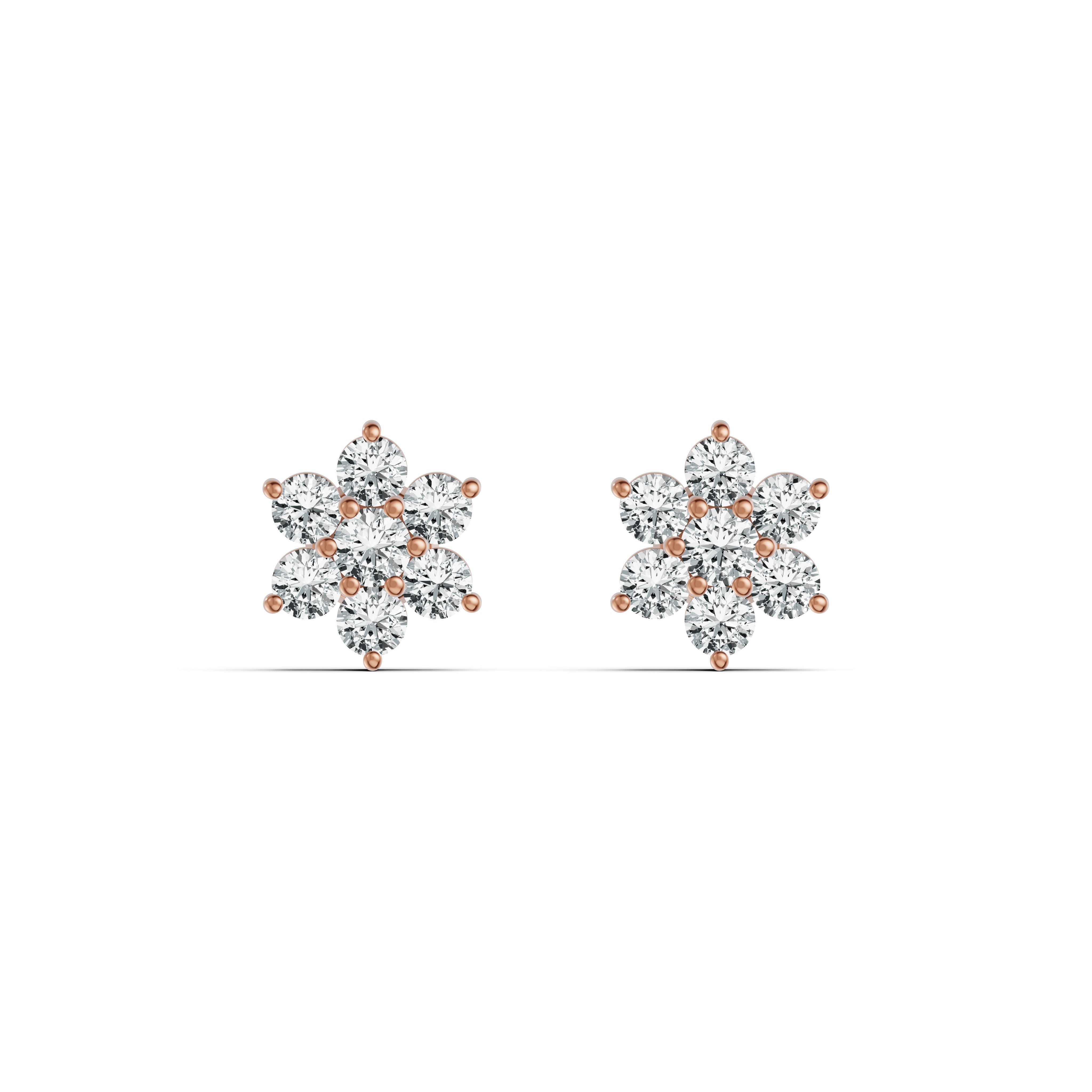 Rosette Cluster Diamond Stud Earrings