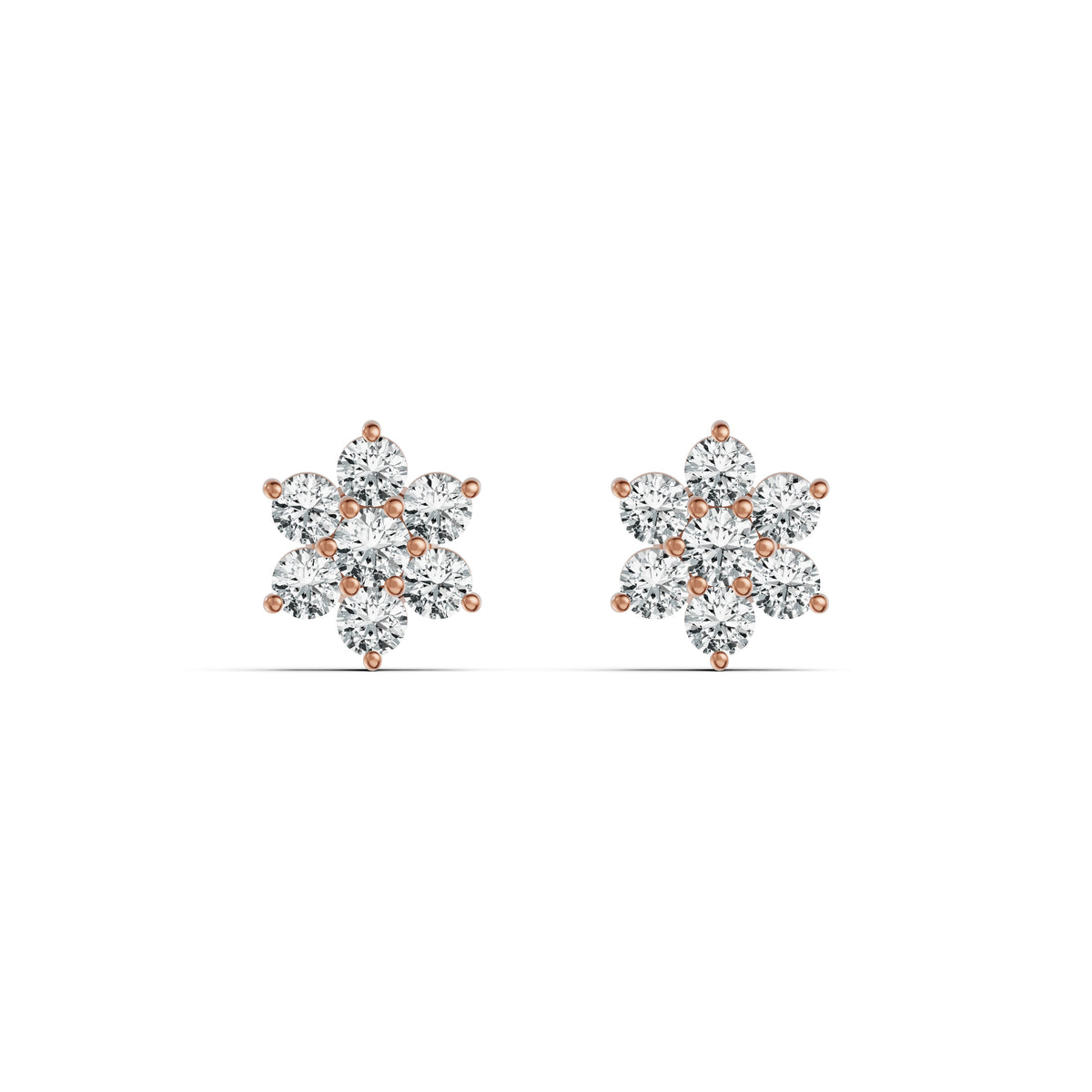 Rosette Cluster Diamond Stud Earrings