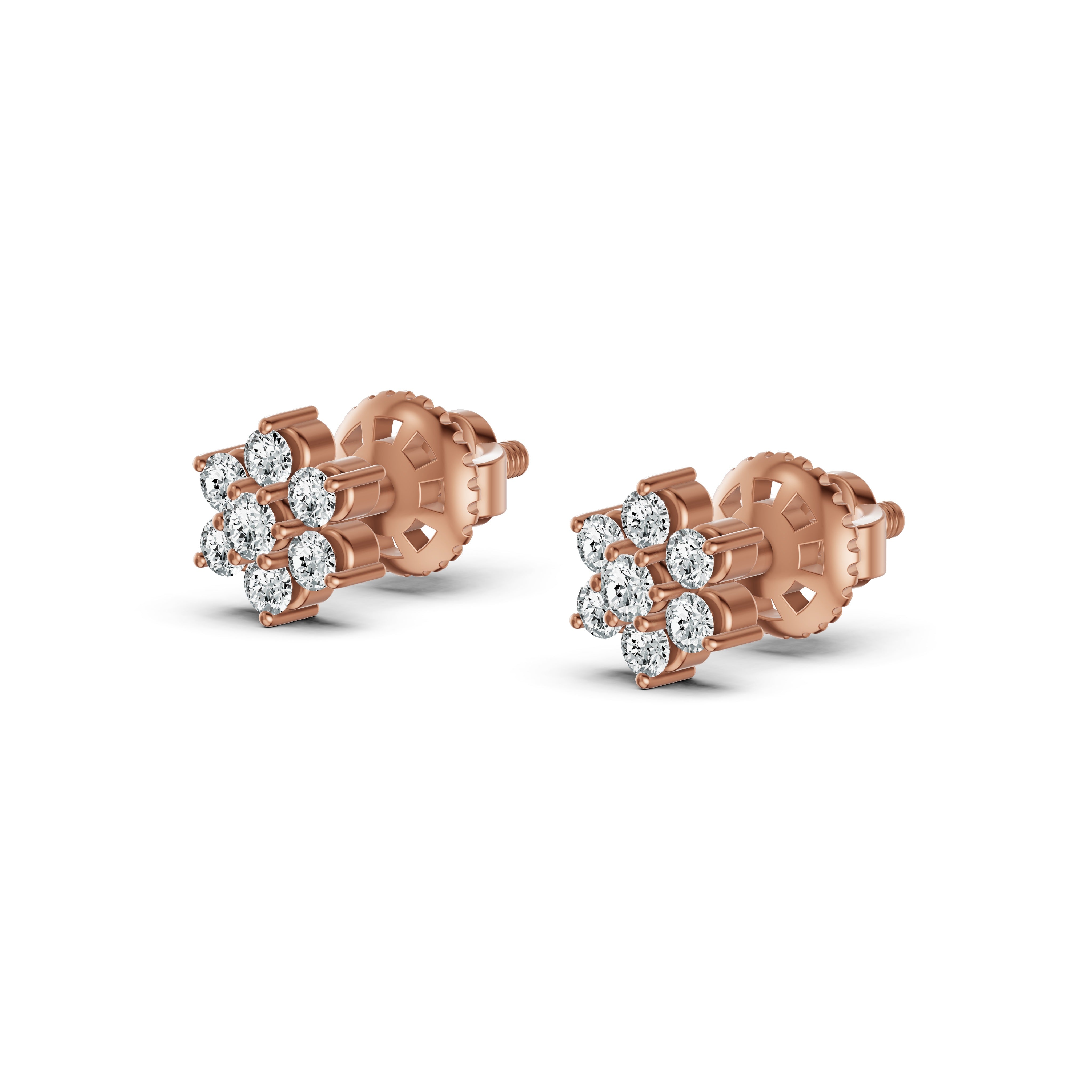 Rosette Cluster Diamond Stud Earrings