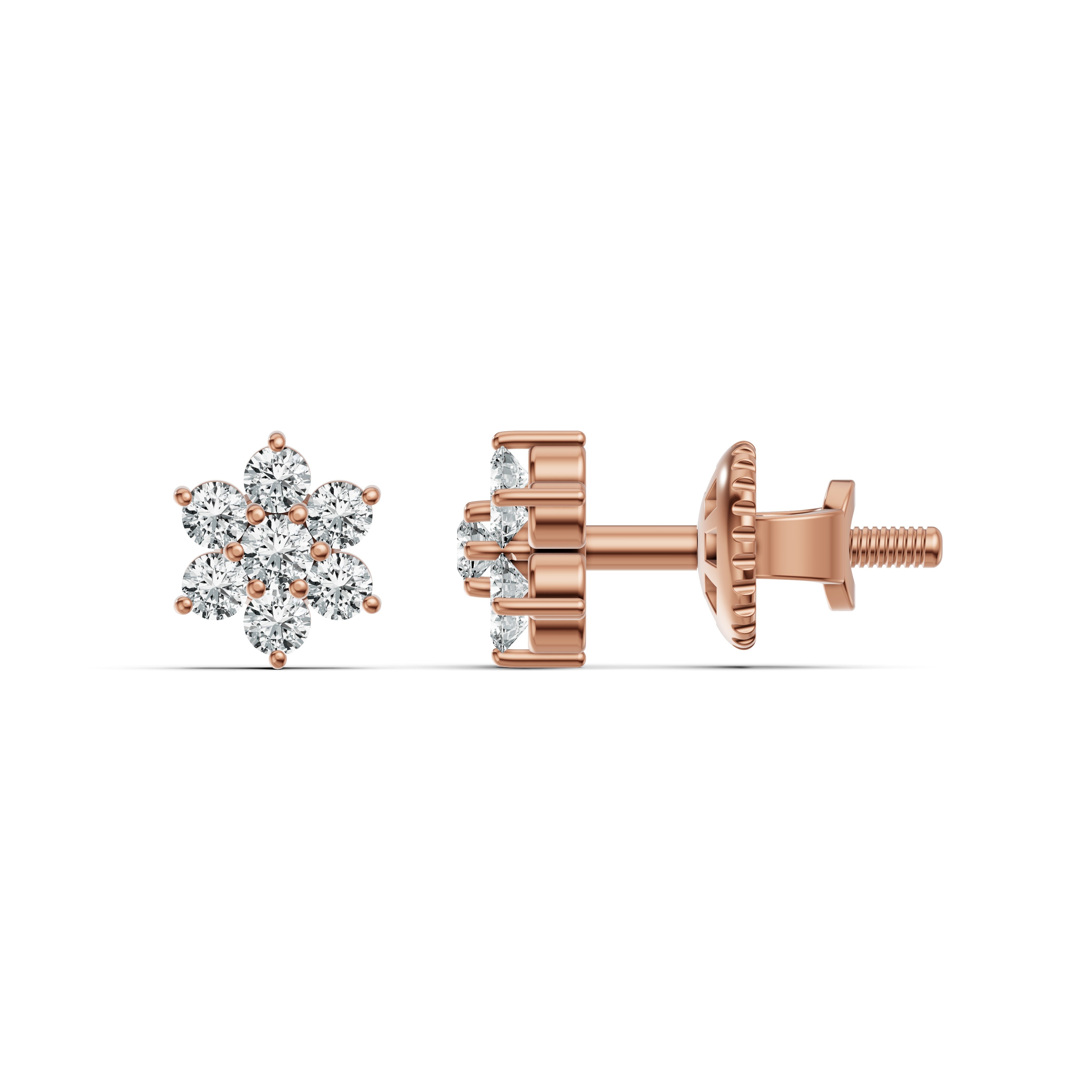 Rosette Cluster Diamond Stud Earrings