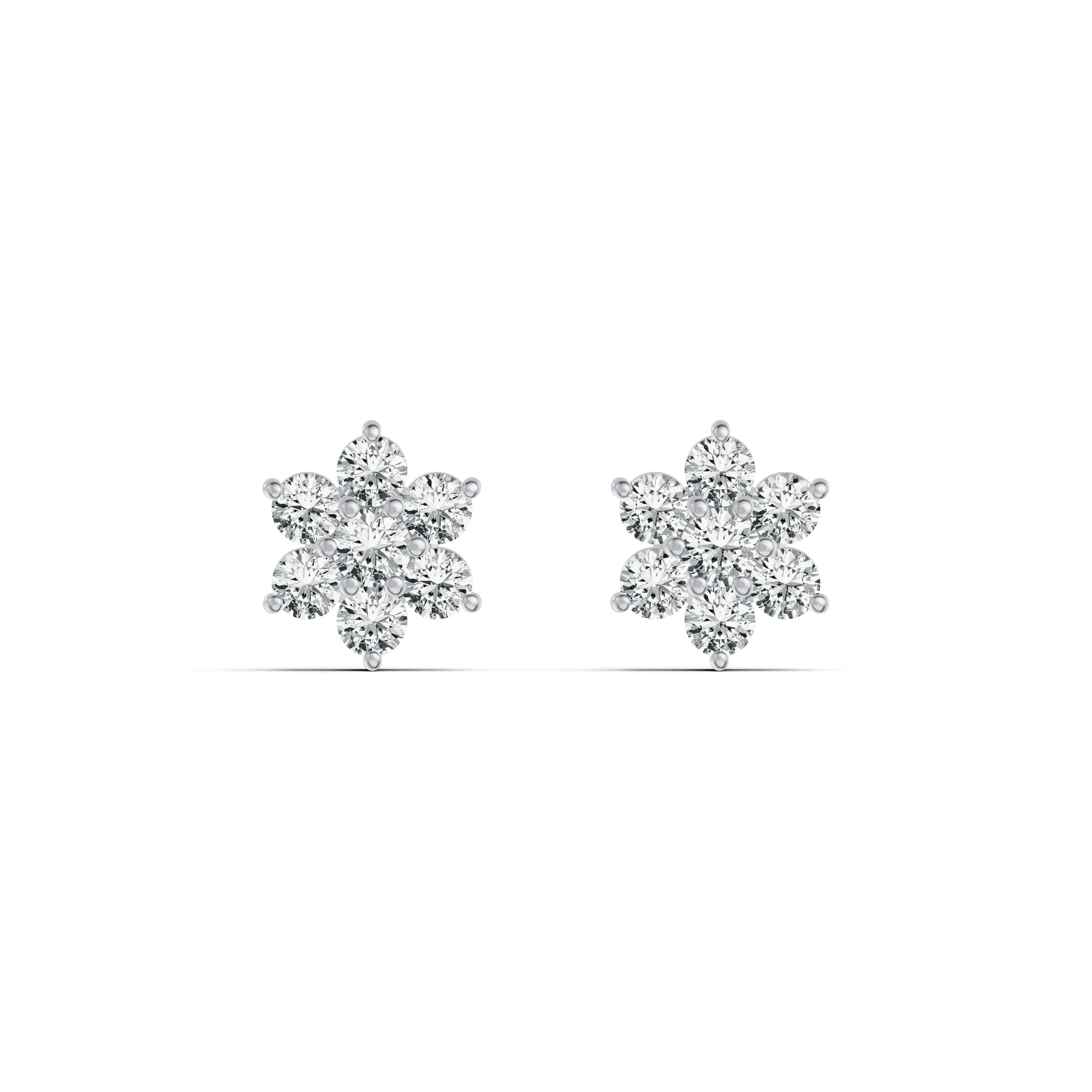 Rosette Cluster Diamond Stud Earrings