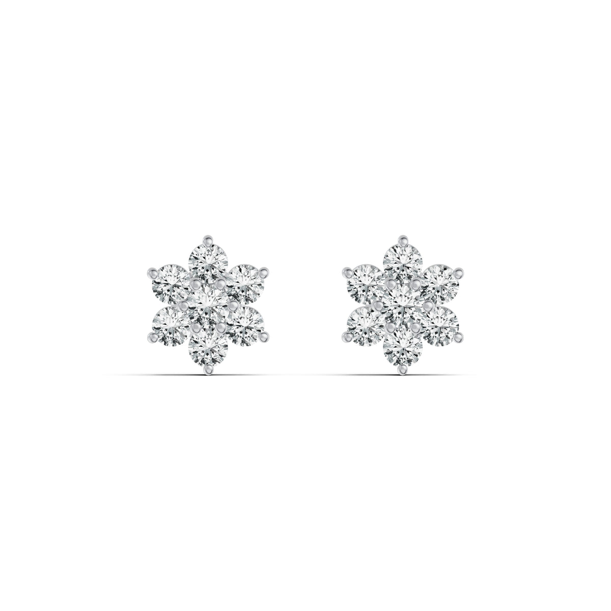 Rosette Cluster Diamond Stud Earrings