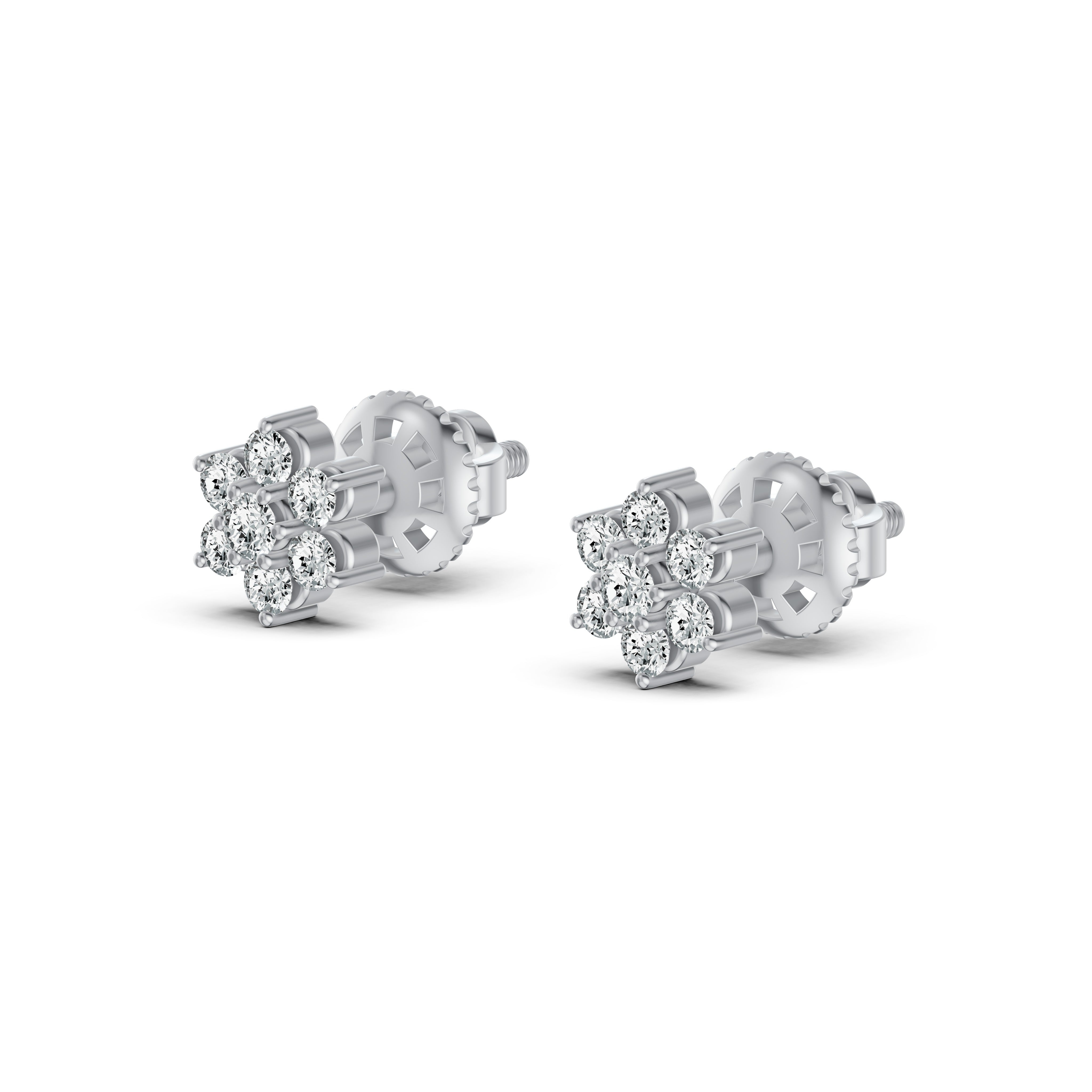 Rosette Cluster Diamond Stud Earrings
