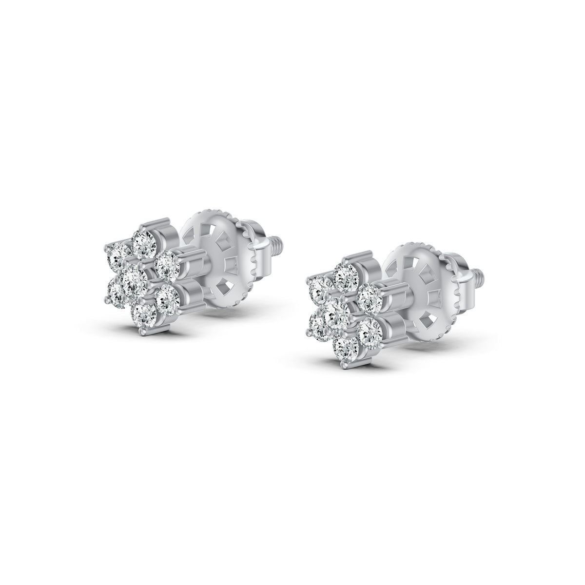 Rosette Cluster Diamond Stud Earrings