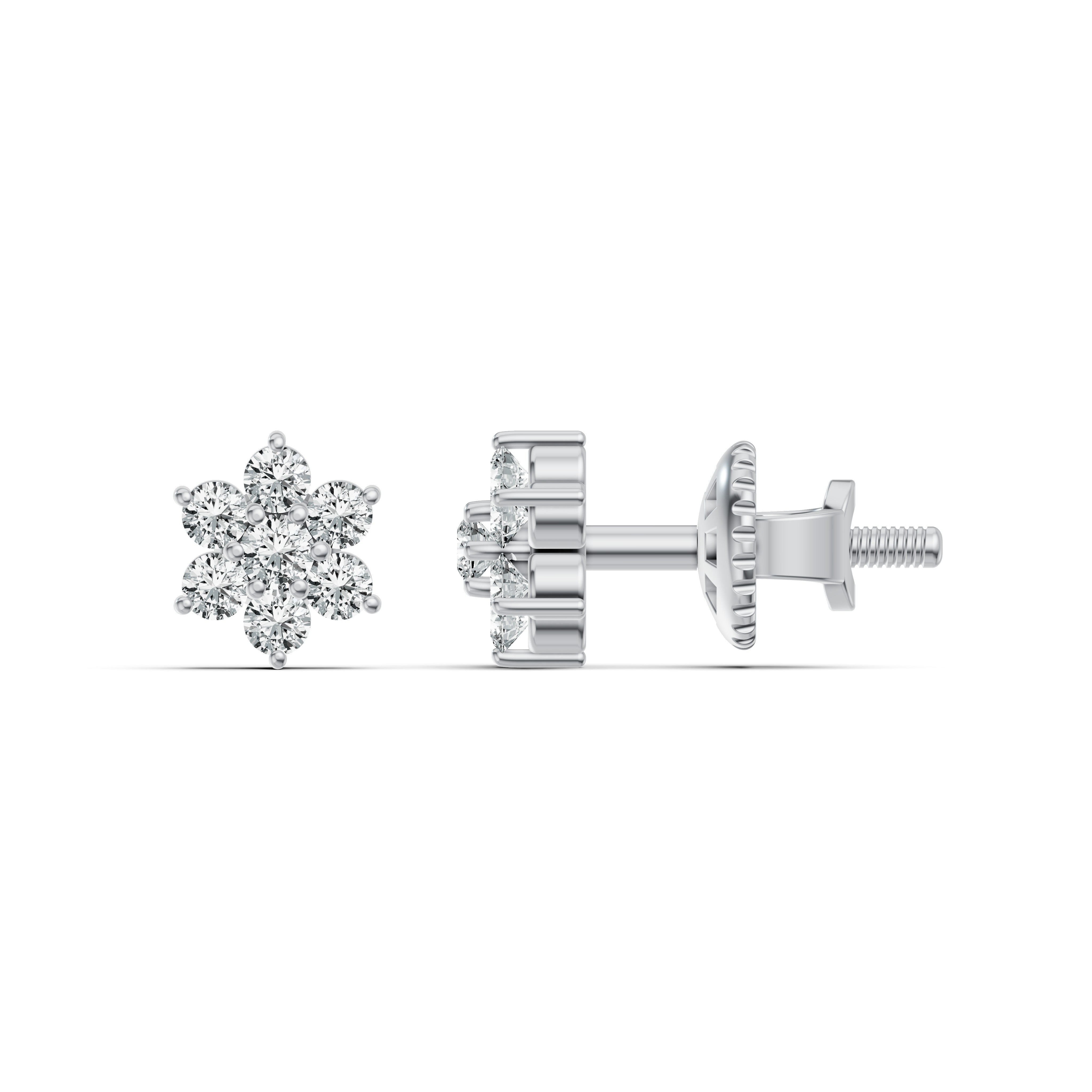 Rosette Cluster Diamond Stud Earrings