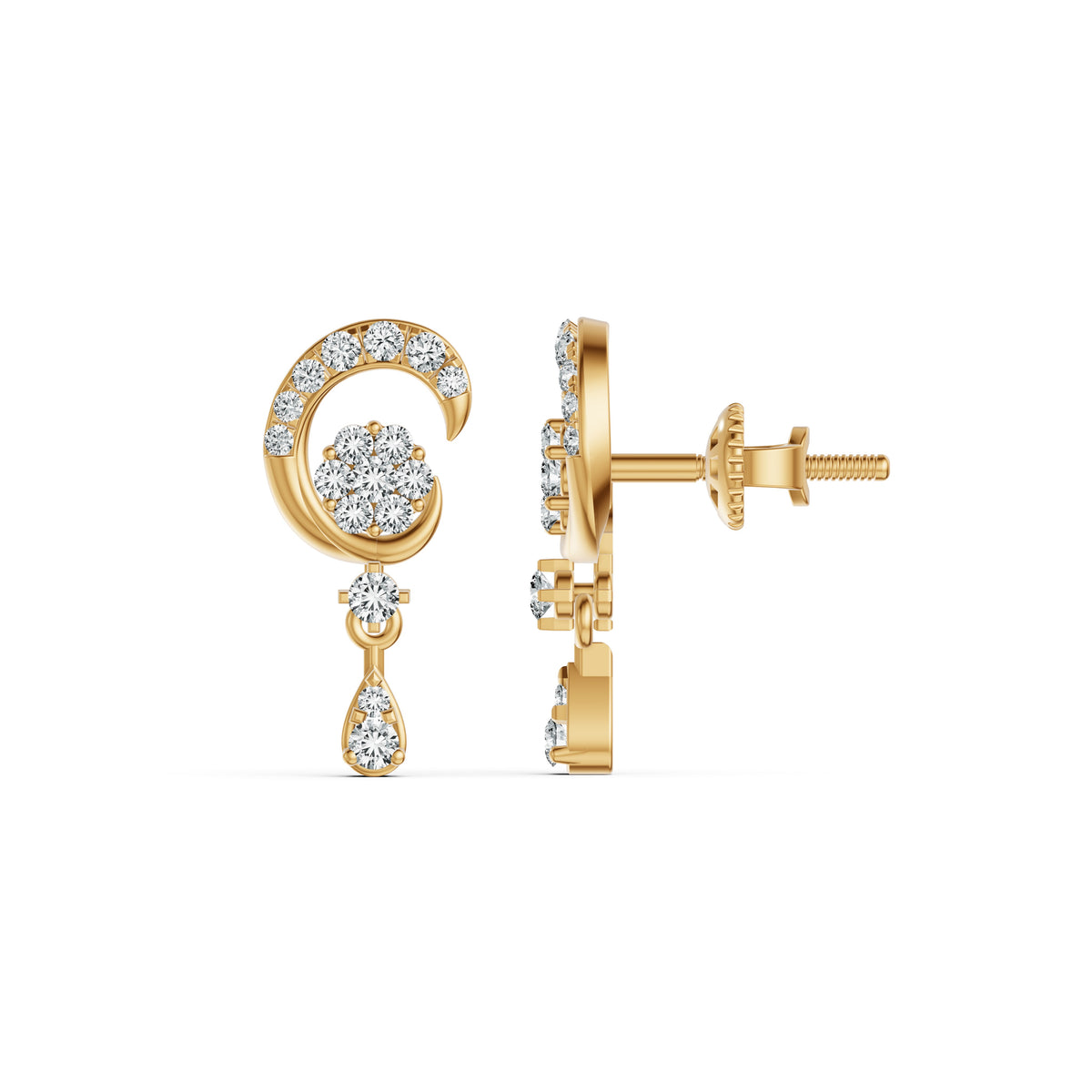 Luna Swirl Diamond Drop Earrings
