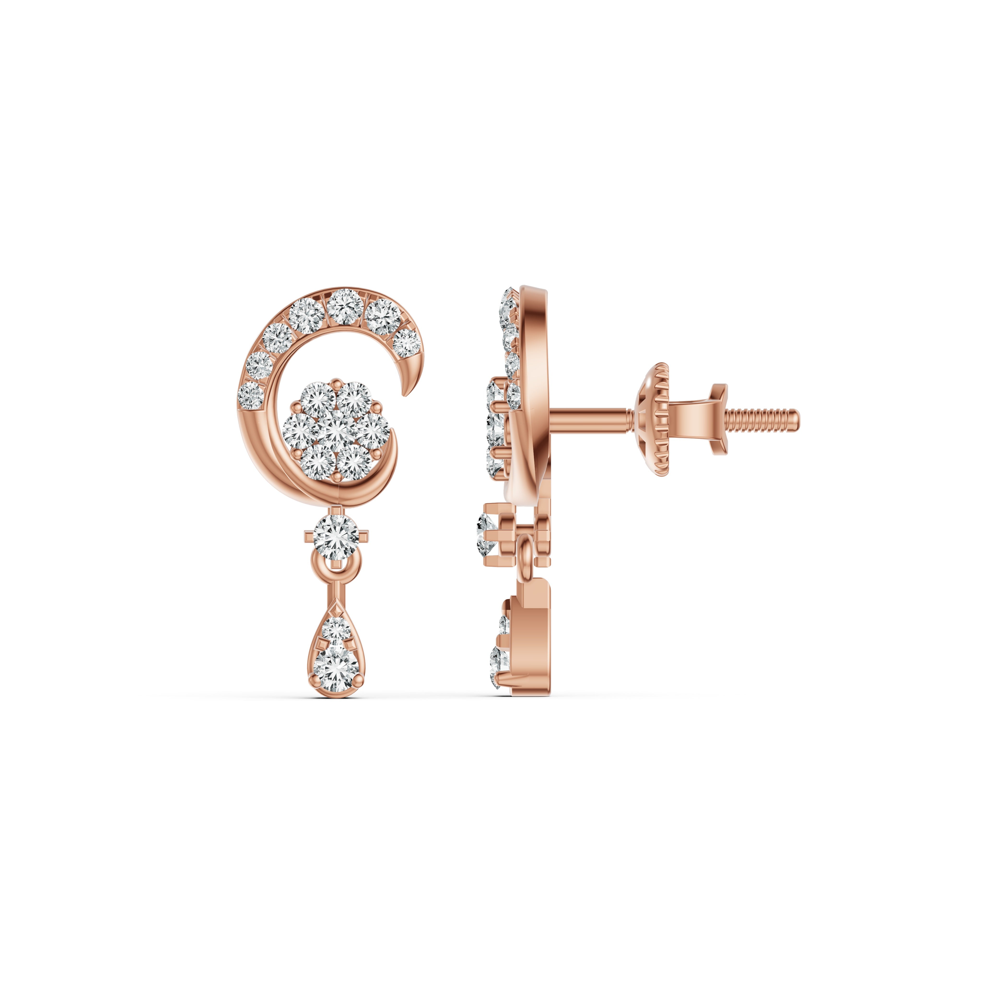 Luna Swirl Diamond Drop Earrings