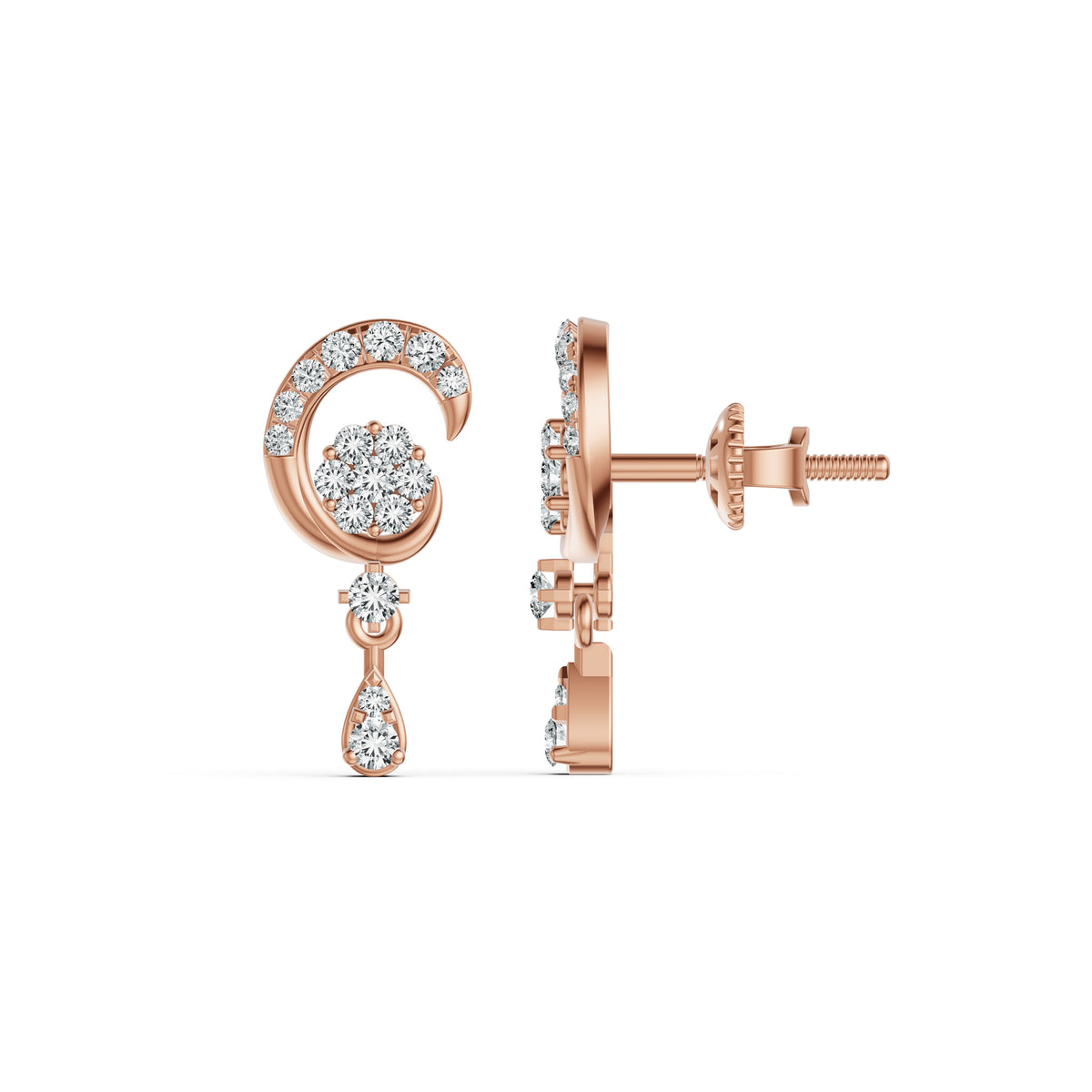 Luna Swirl Diamond Drop Earrings