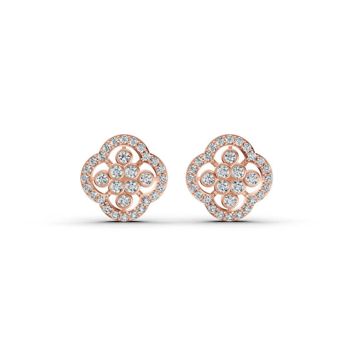 Floral Clover Diamond Earrings