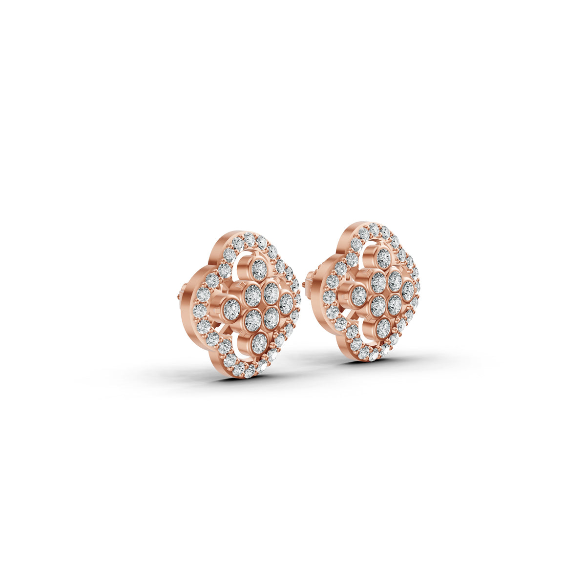 Floral Clover Diamond Earrings