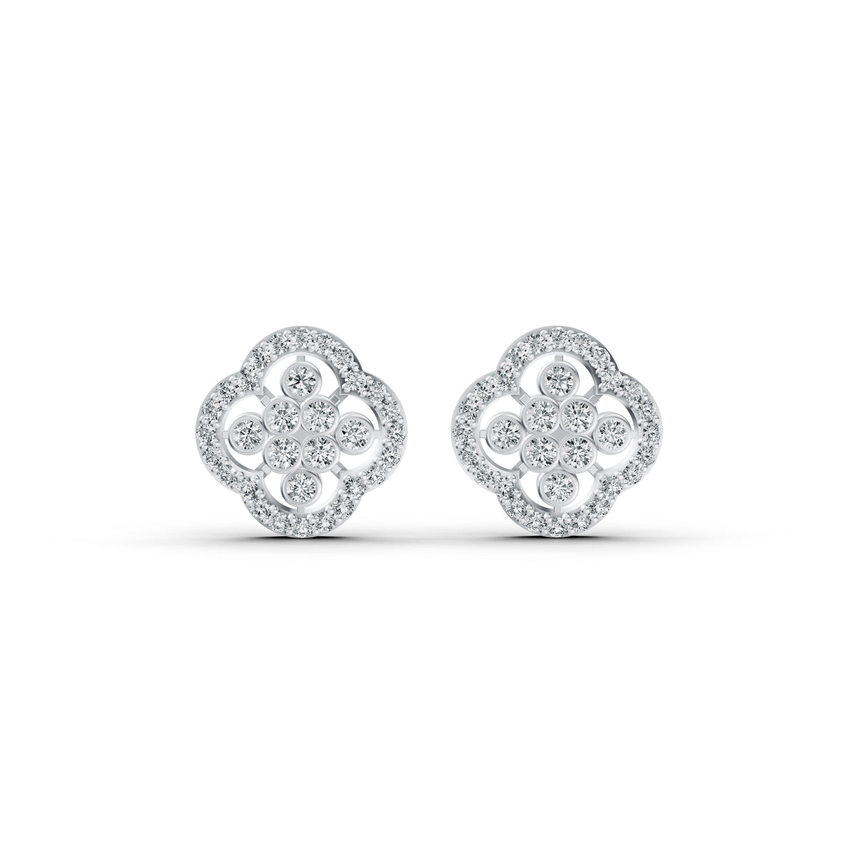 Floral Clover Diamond Earrings