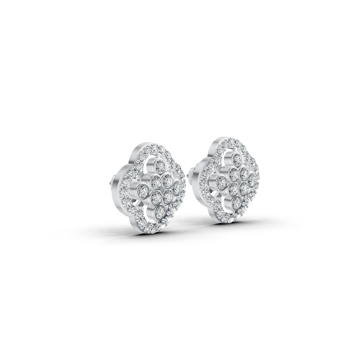 Floral Clover Diamond Earrings