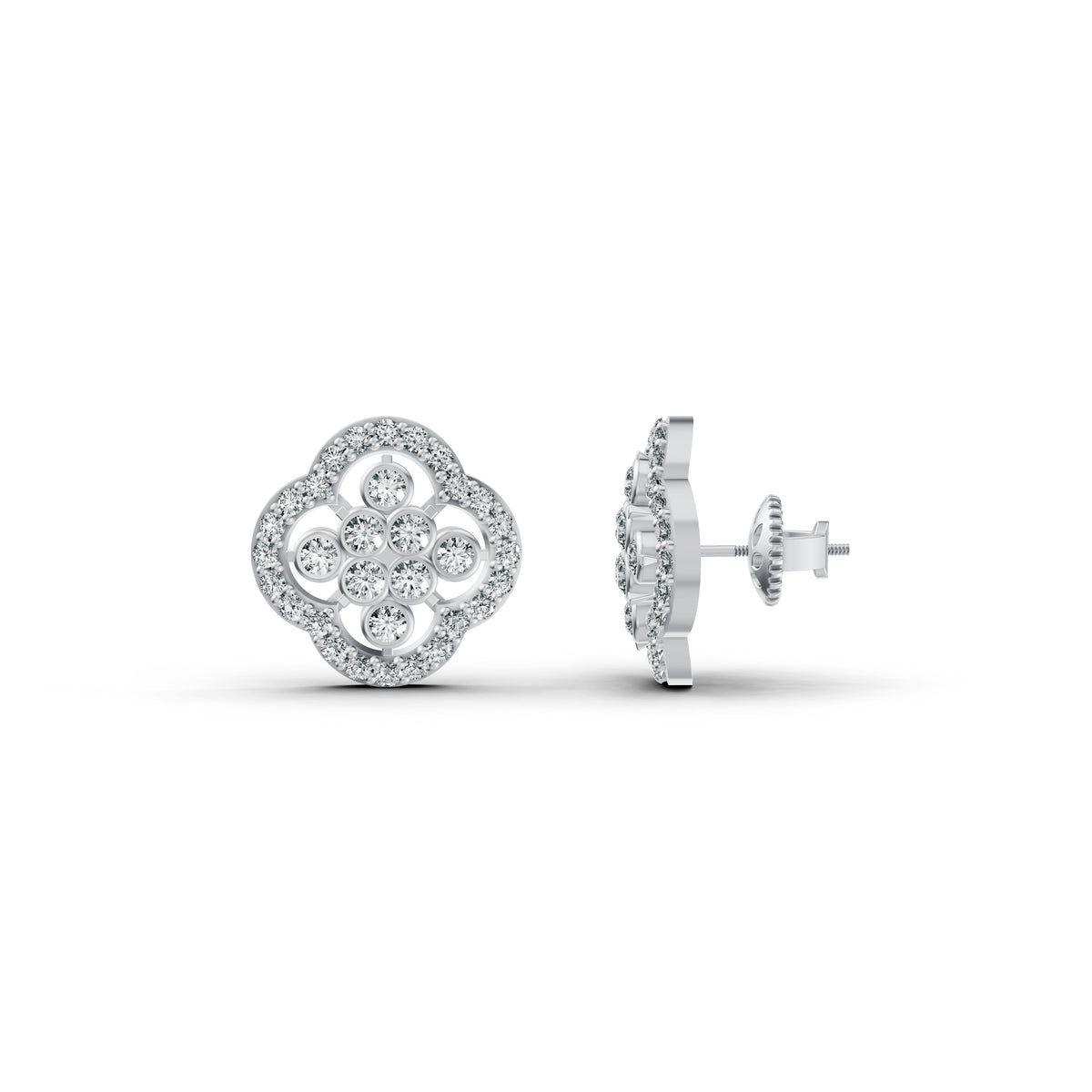Floral Clover Diamond Earrings