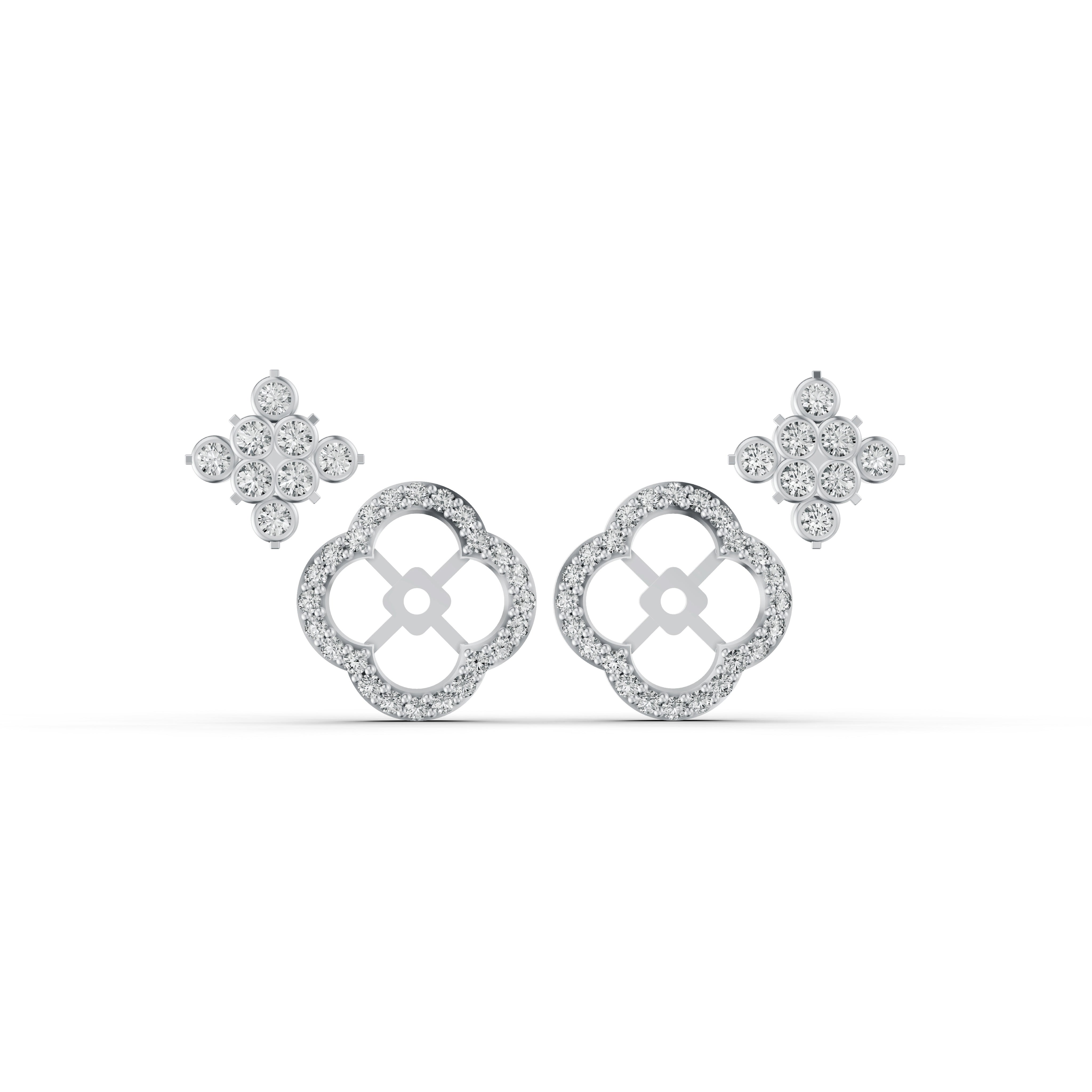 Floral Clover Diamond Earrings