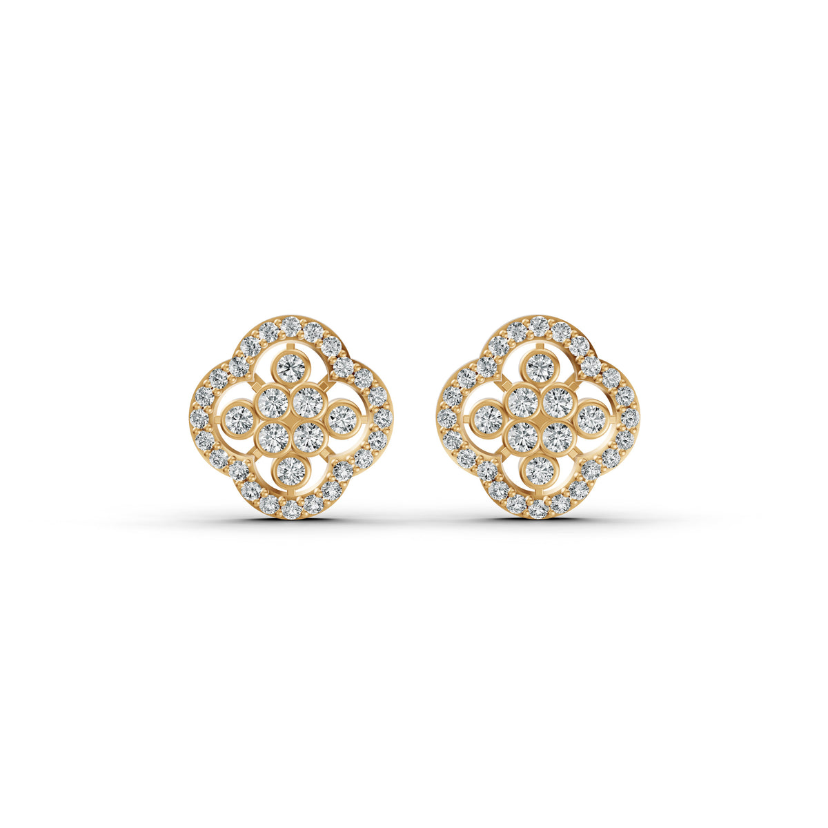 Floral Clover Diamond Earrings