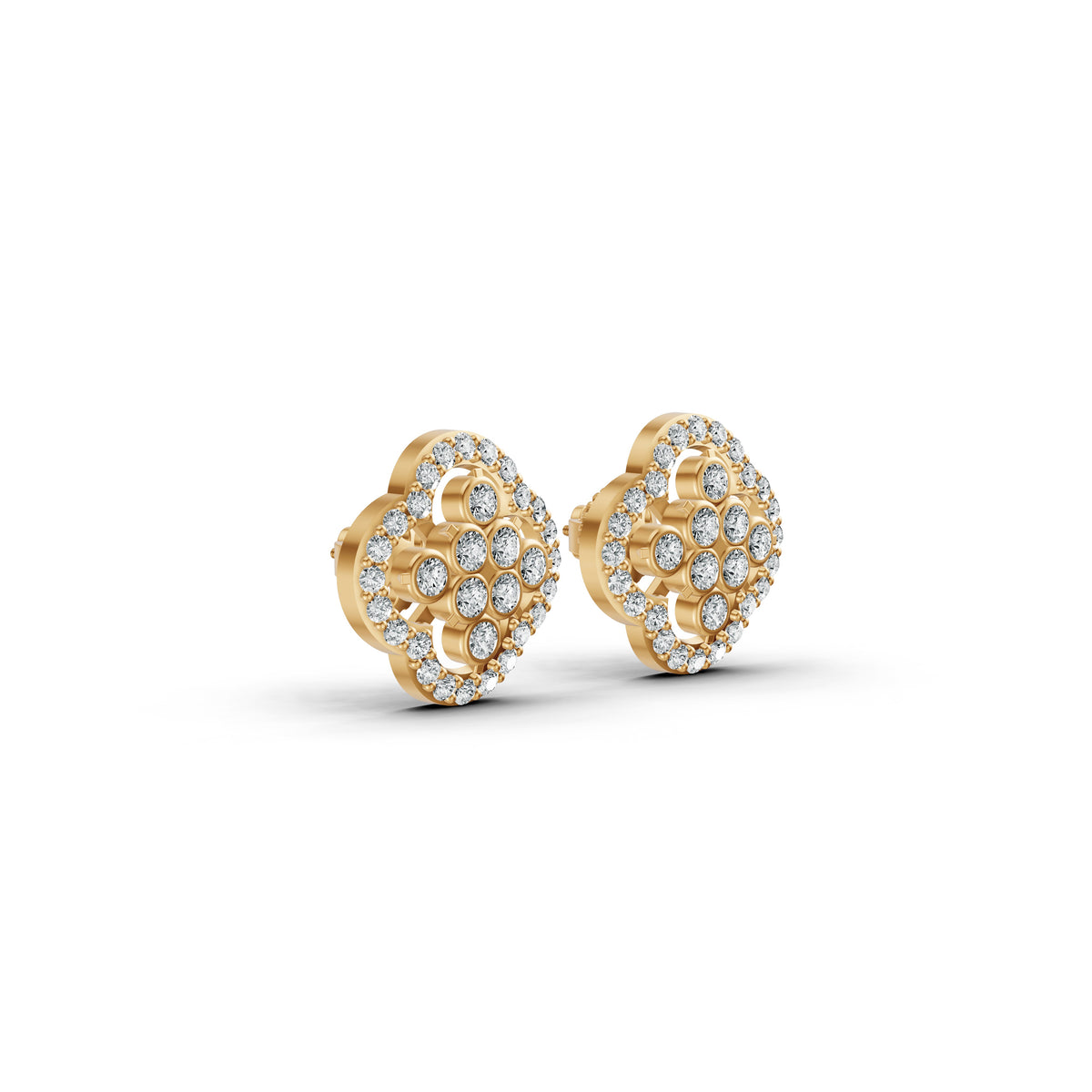 Floral Clover Diamond Earrings