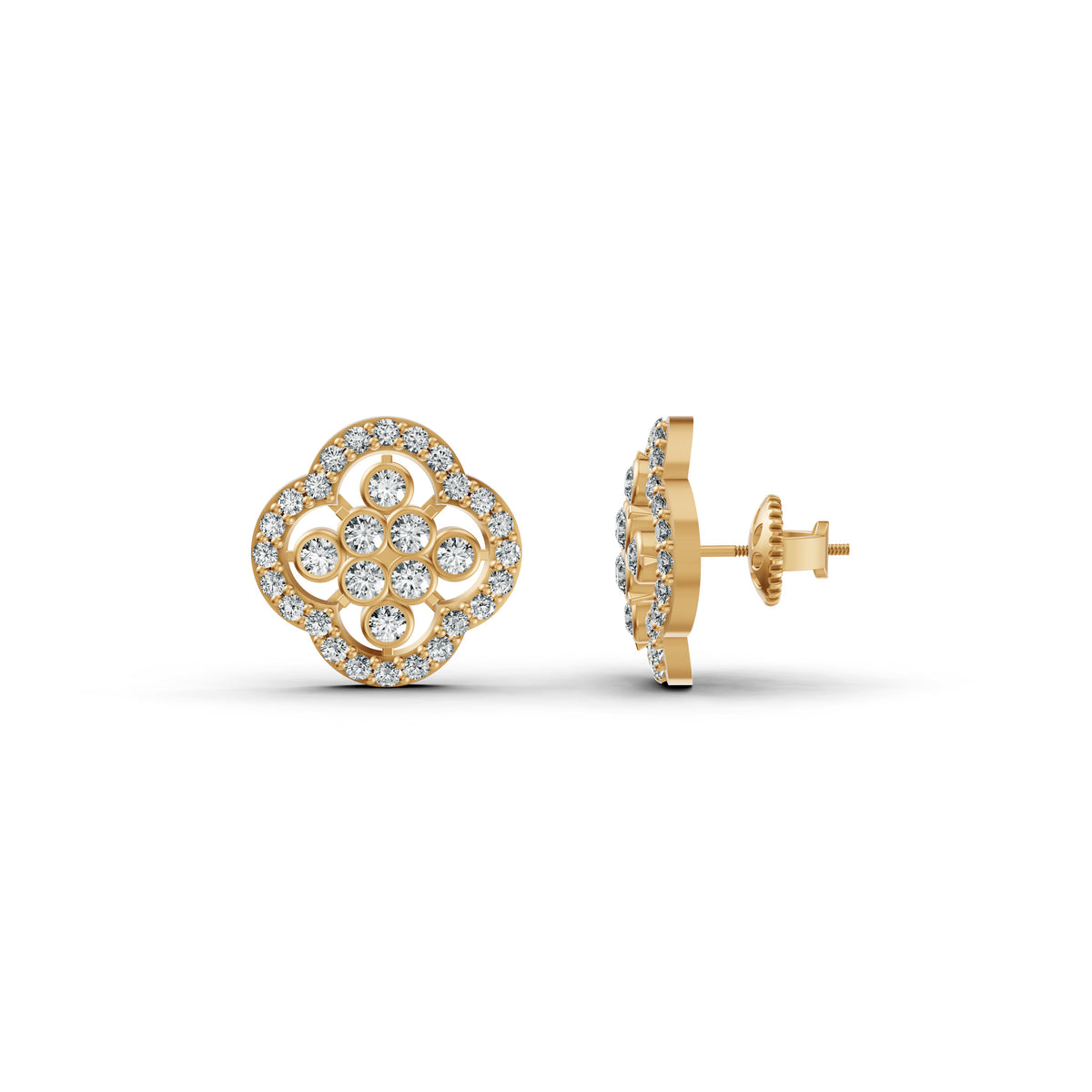 Floral Clover Diamond Earrings