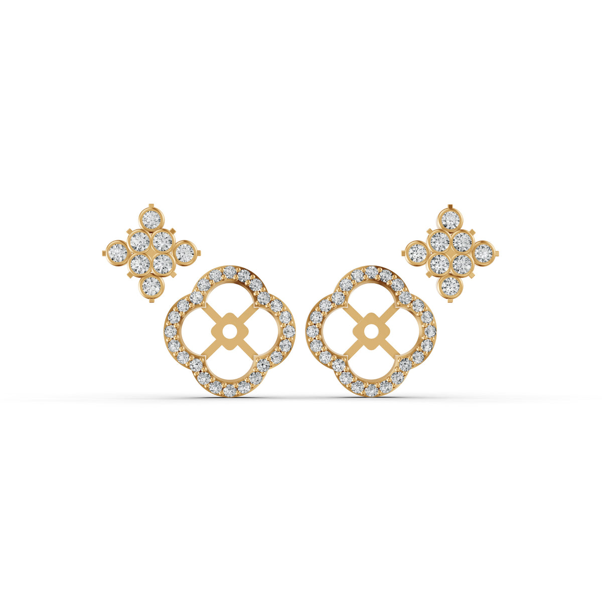 Floral Clover Diamond Earrings
