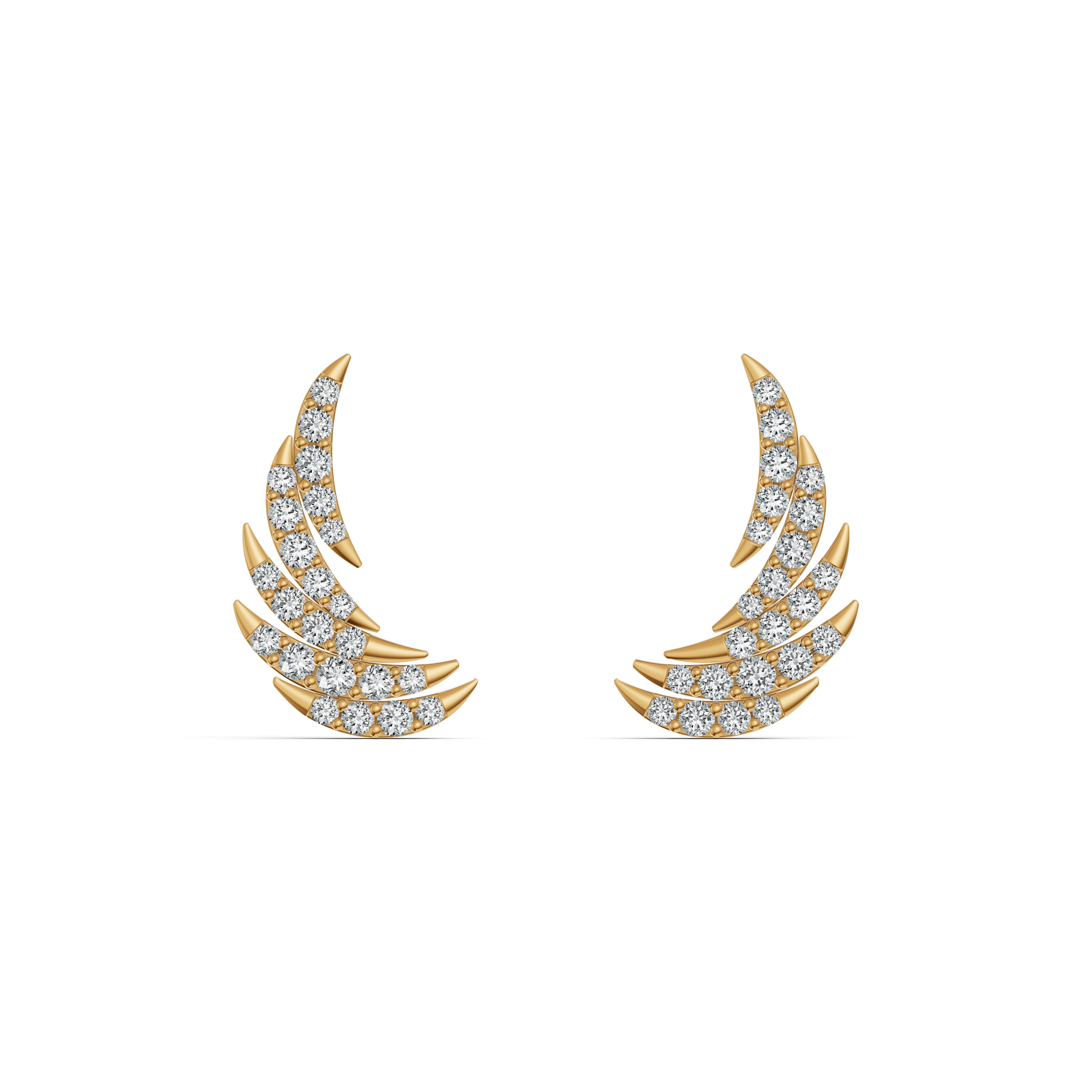 Whisper Feather Diamond Ear Cuffs